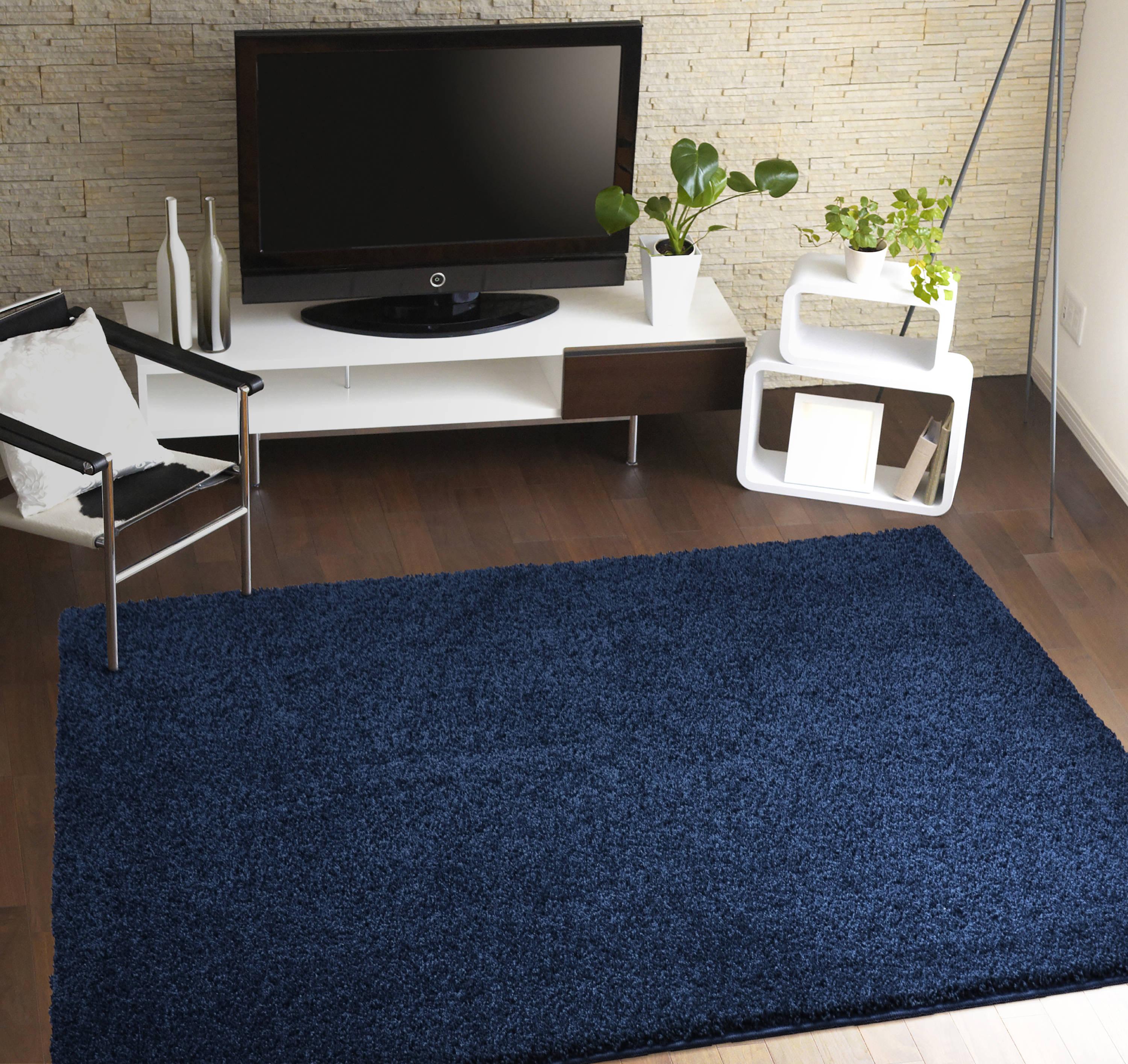 Garland Rug Skyline Shag Navy Indoor Area Rug, 5' x 7'