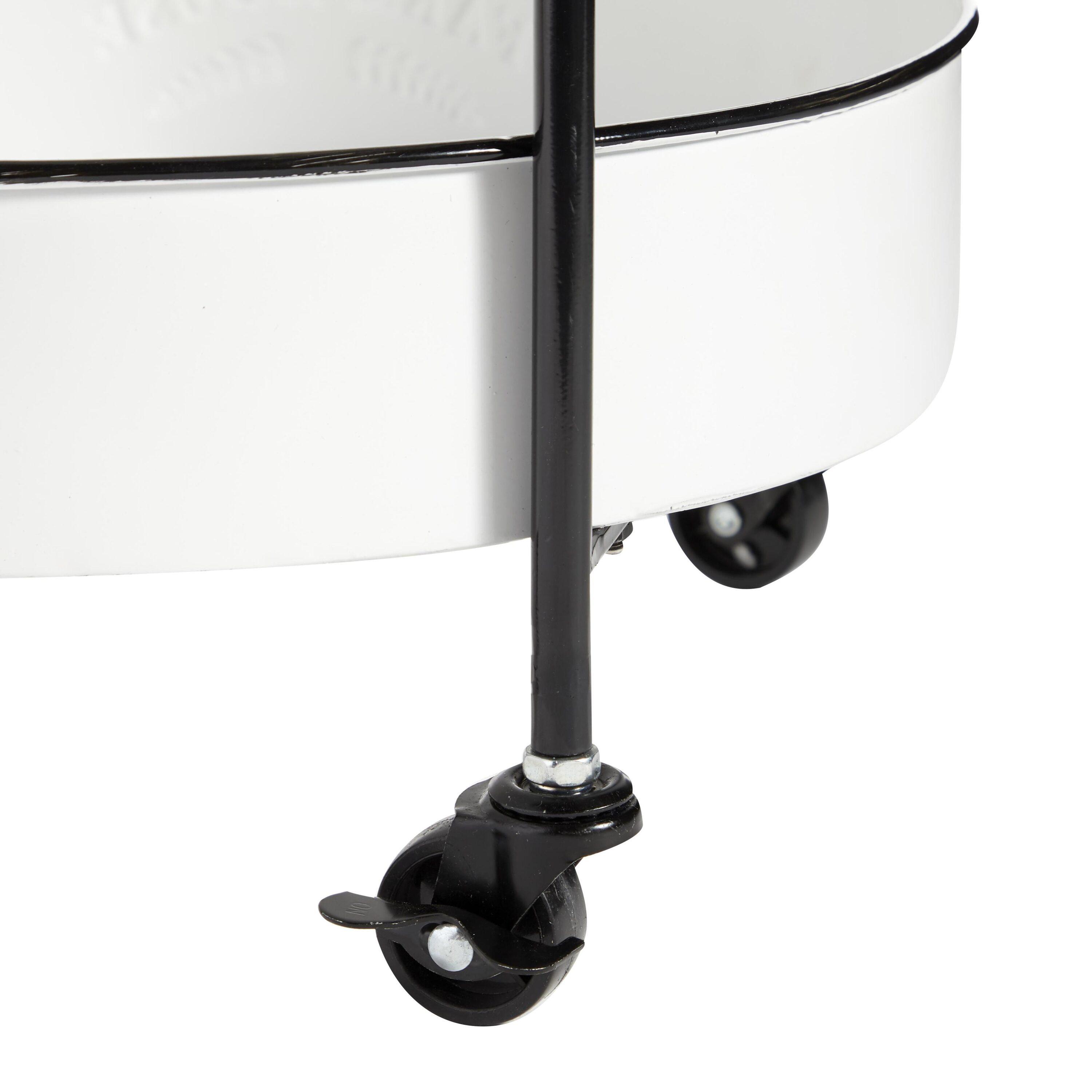 34'' x 16'' Farmhouse Metal Storage Cart White - Olivia & May: Decorative Storage Bins, Tabletop Bin, Adult Assembly Required