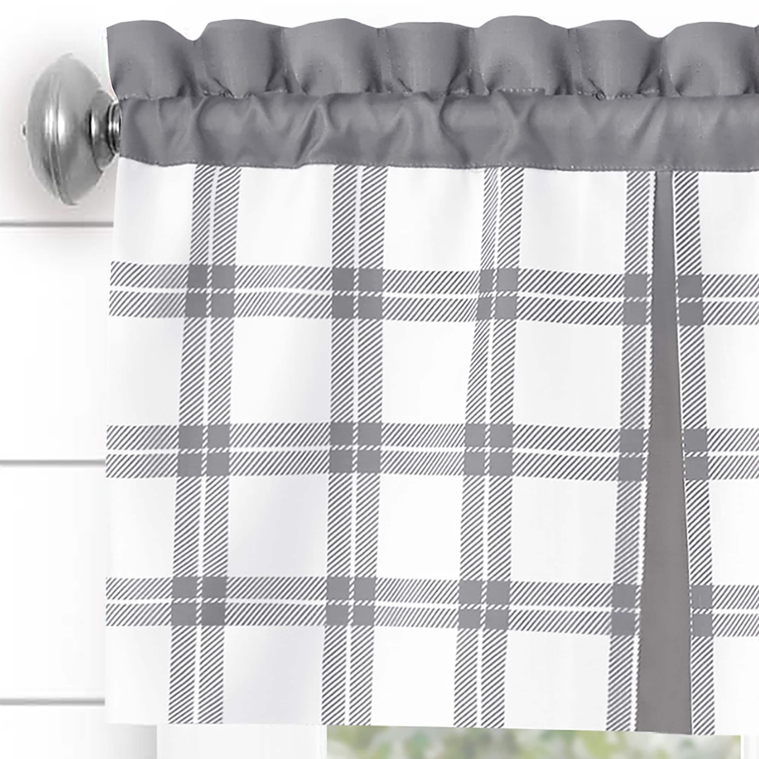Achim Importing Co Plaid Tailored 58'' W Kitchen Curtain