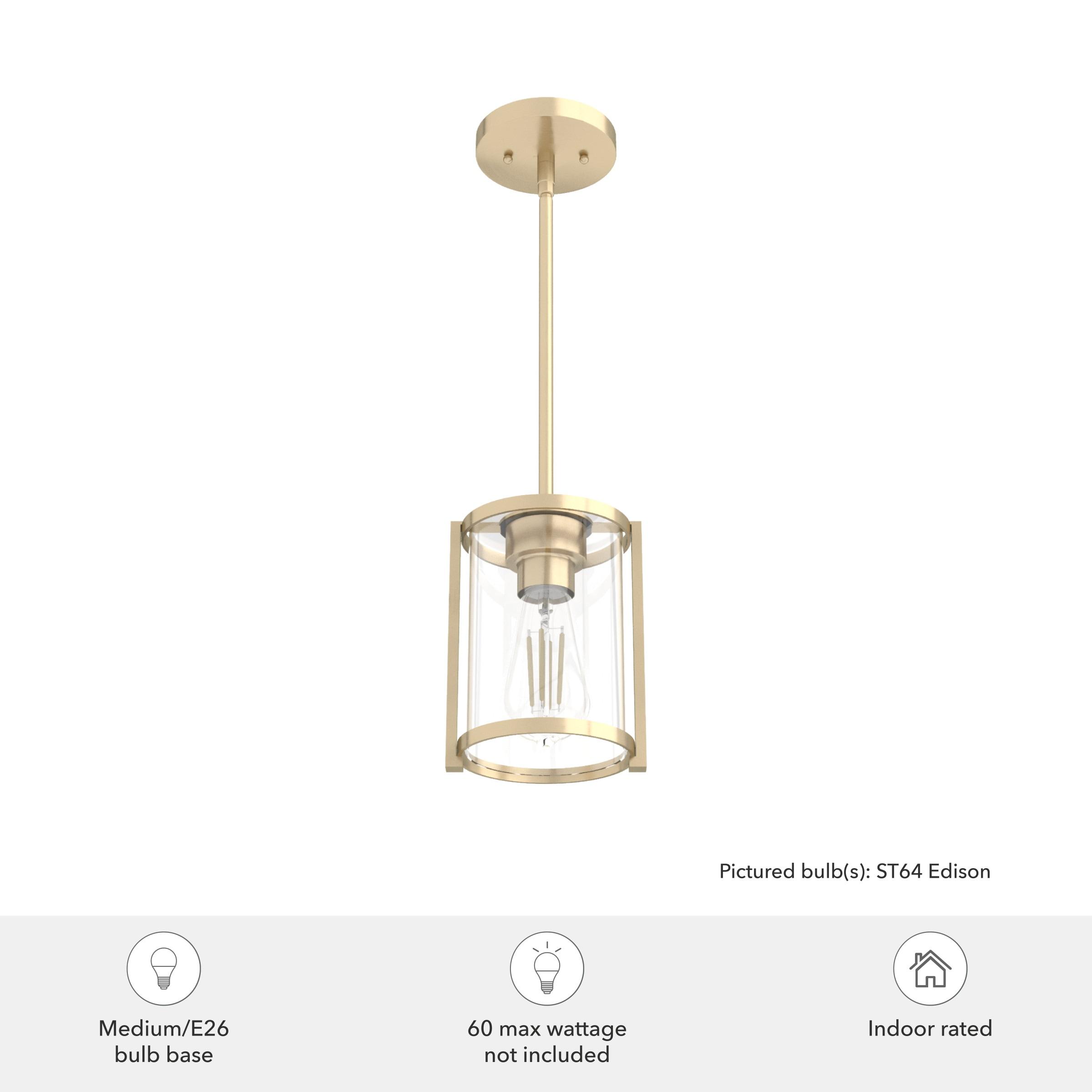 Astwood Clear Glass Mini Pendant Ceiling Light Fixture Gold - Hunter Fan: ETL Listed, Art Deco, Adjustable Height, Metal Body
