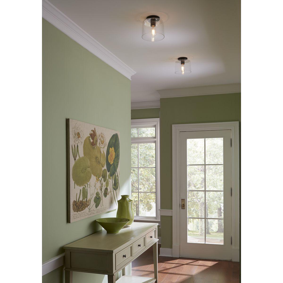 Progress Lighting, Adley Collection, 1-Light Flush Mount, Matte Black, Clear Glass Shade