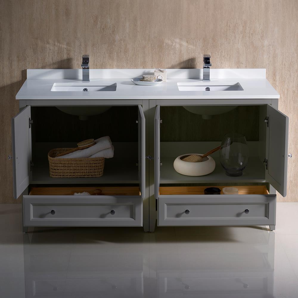 Oxford 60" Freestanding Double Sink Bathroom Vanity with Top and Sinks (Faucets Not Included)