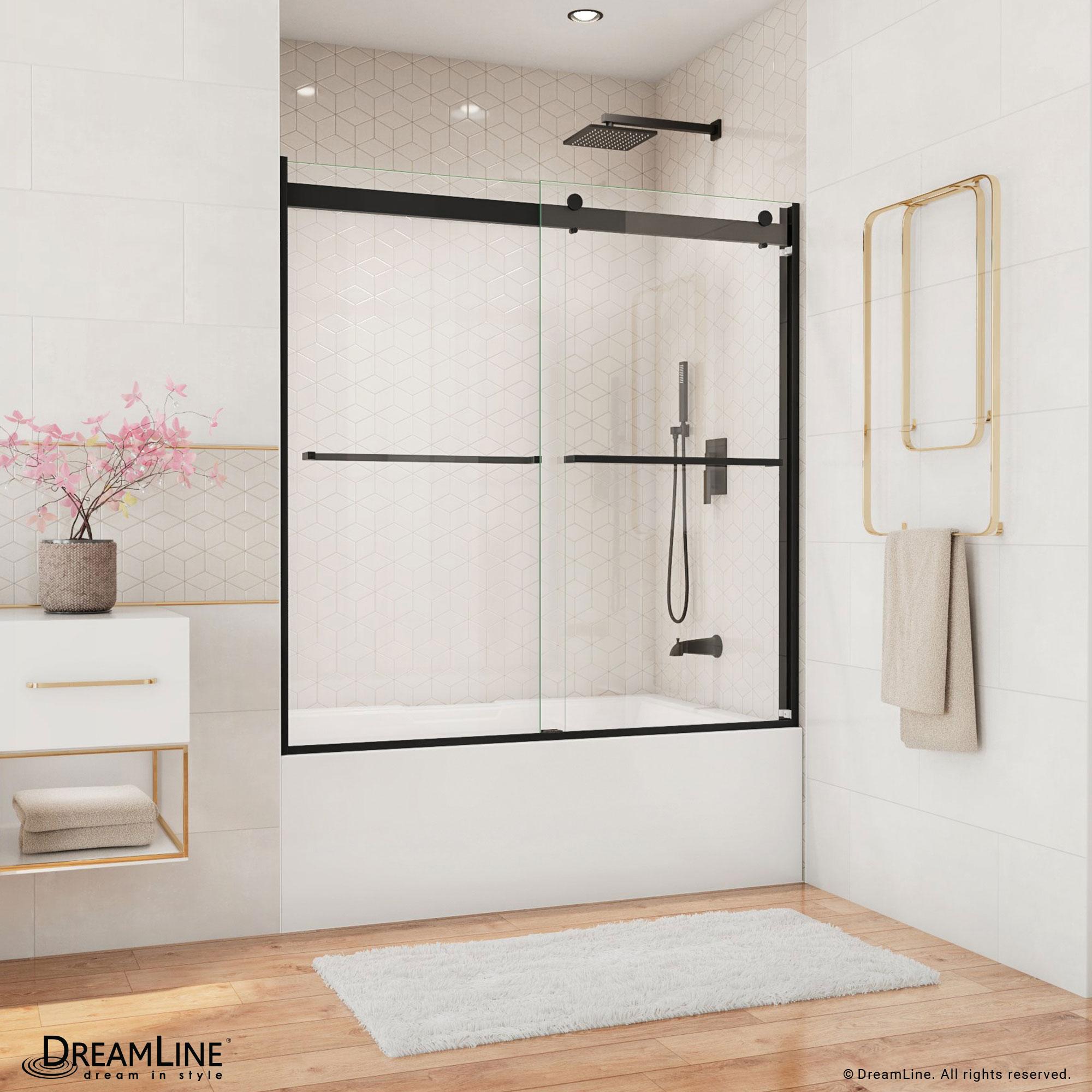 Essence 56" W x 60" H Reversible Frameless Tub Door with ClearMax™ Technology