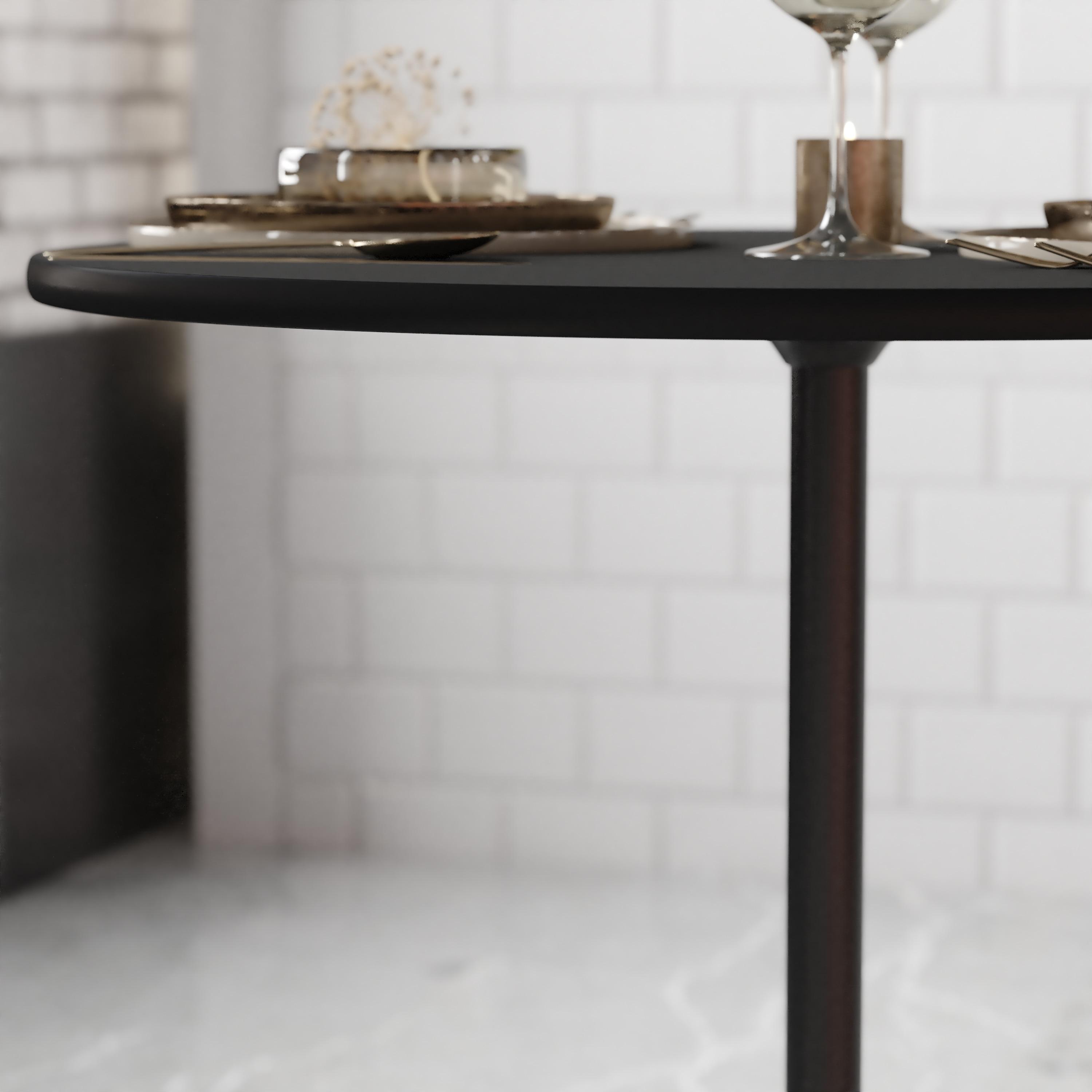 Flash Furniture Lars 30'' Round Wood Cocktail Table with 30'' and 42'' Columns, Black