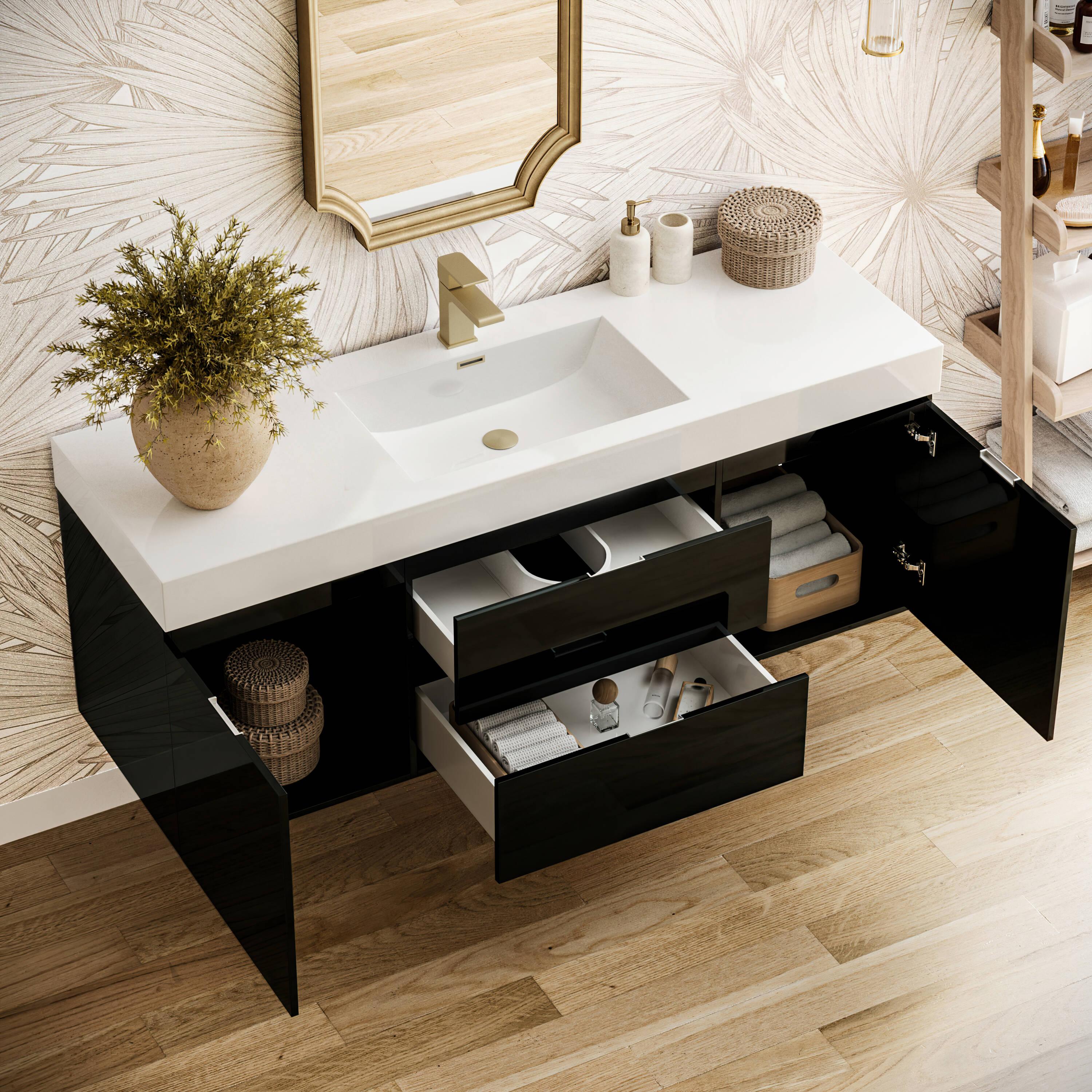 Valencia 60" Wall Mount Single Sink Bathroom Vanity with Top and Sink (Faucet Not Included)
