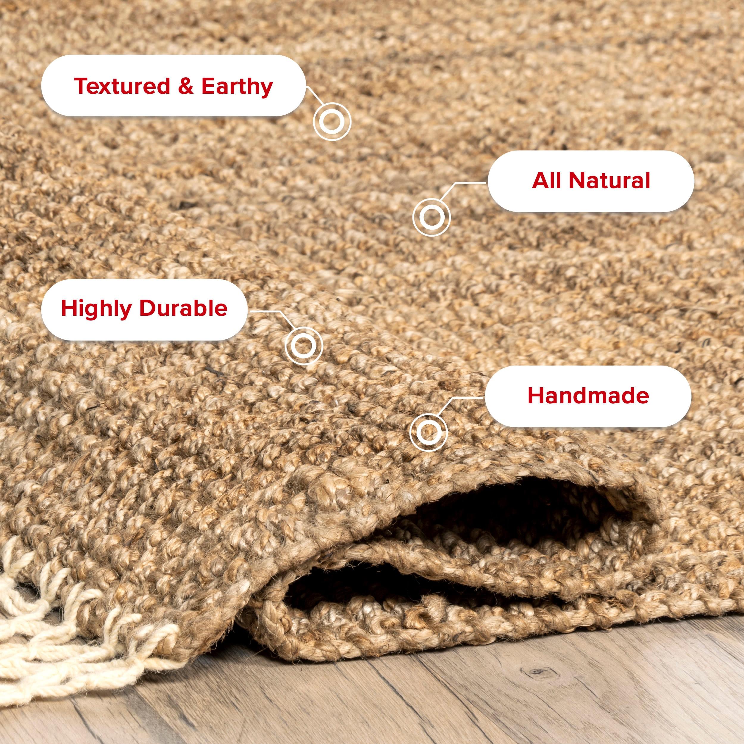 Nuloom Raleigh Solid 12x15 Wool Jute Indoor Area Rug for Dining Room Rug Neutral Rug Living Room Rug Kitchen, Natural