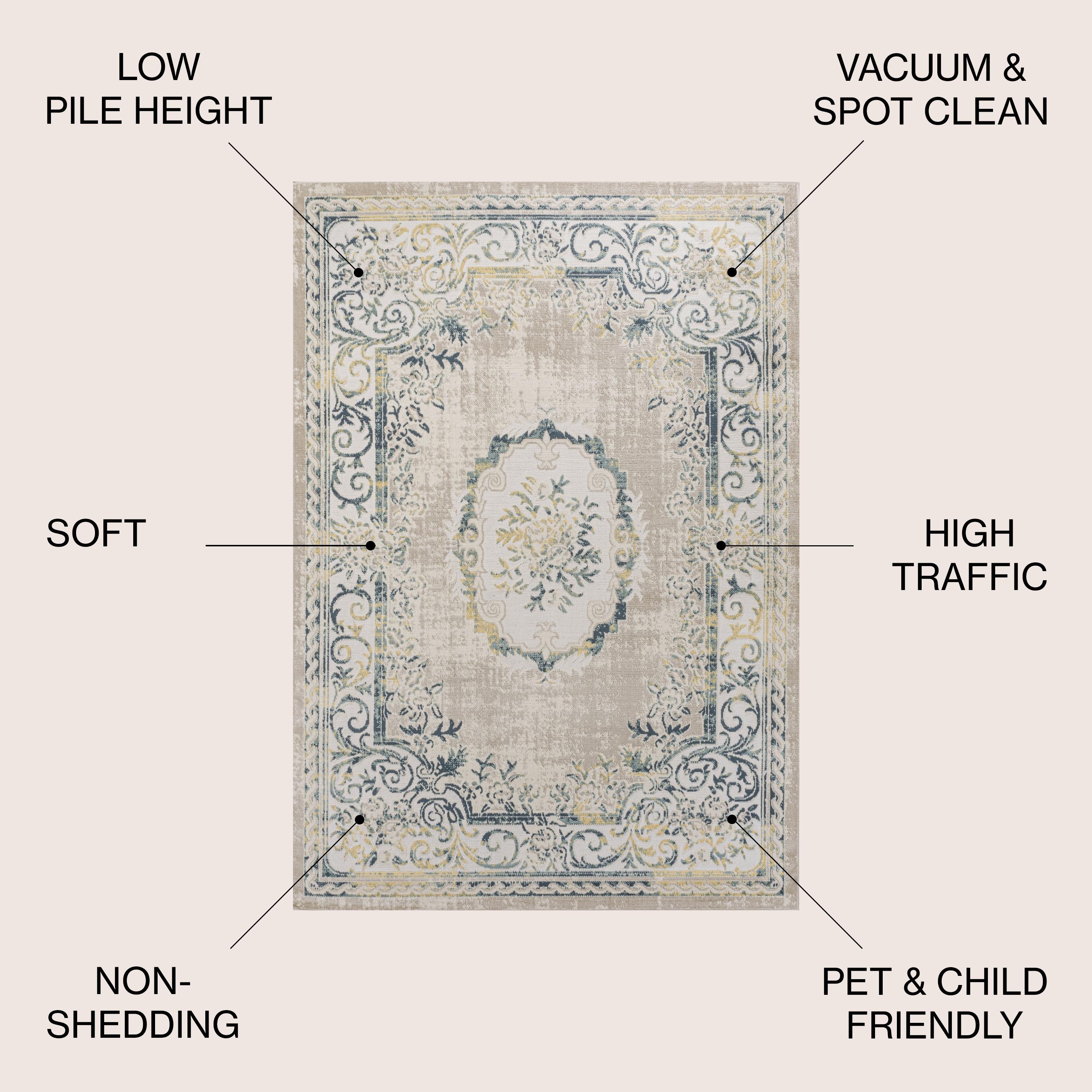 JONATHAN Y Rosalia Cottage Medallion Navy/Ivory 3 ft. x 5 ft. Area Rug