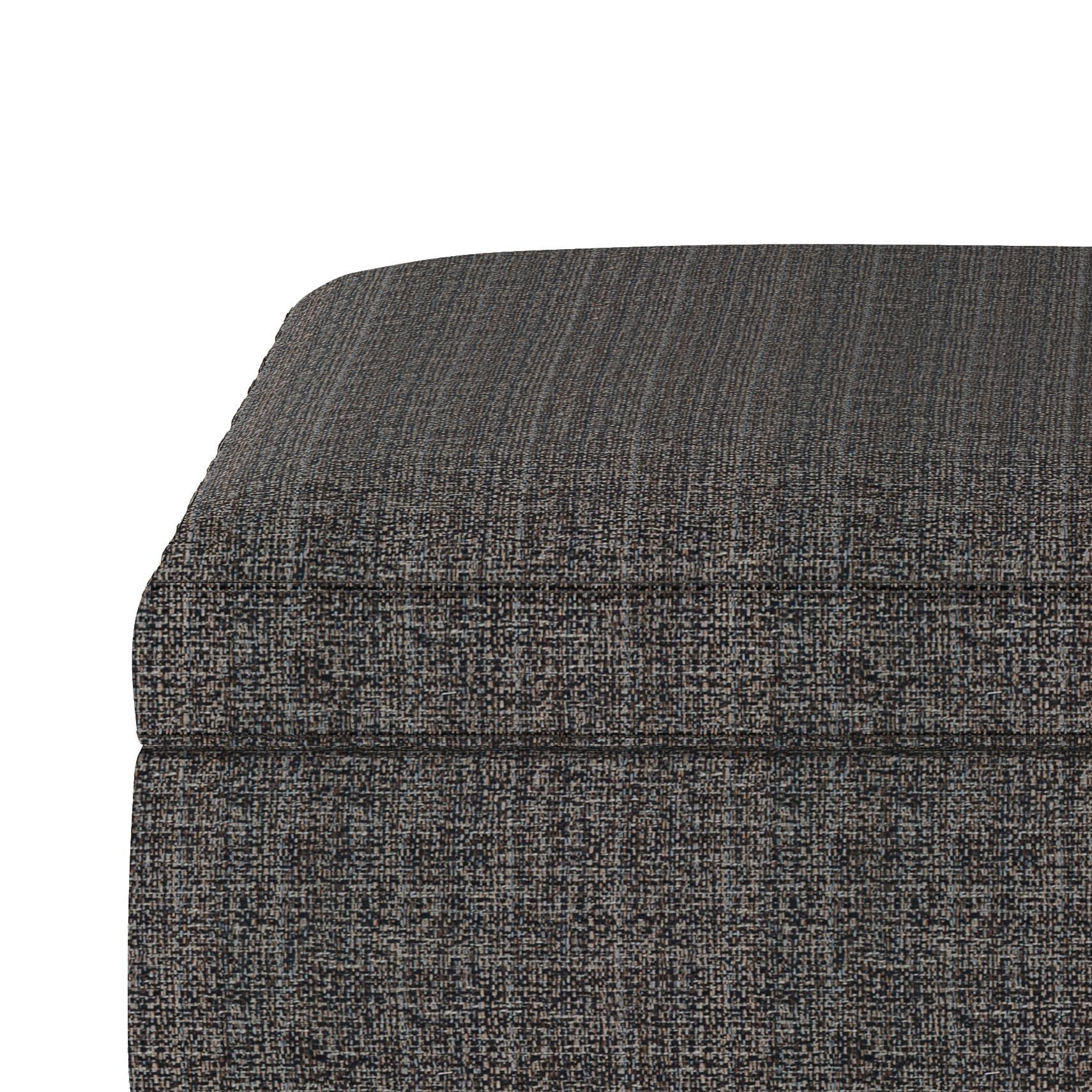 Simpli Home Owen 36"W Upholstered Square Coffee Table Storage Ottoman with Lift Top and Solid Wood Legs