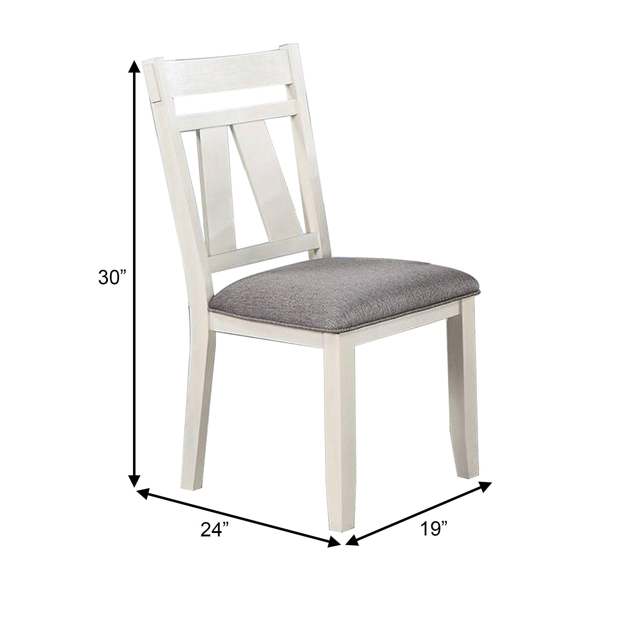 24 in. Lexi Padded Seat Classic Dining Side Chair, Gray & White - Set of 2
