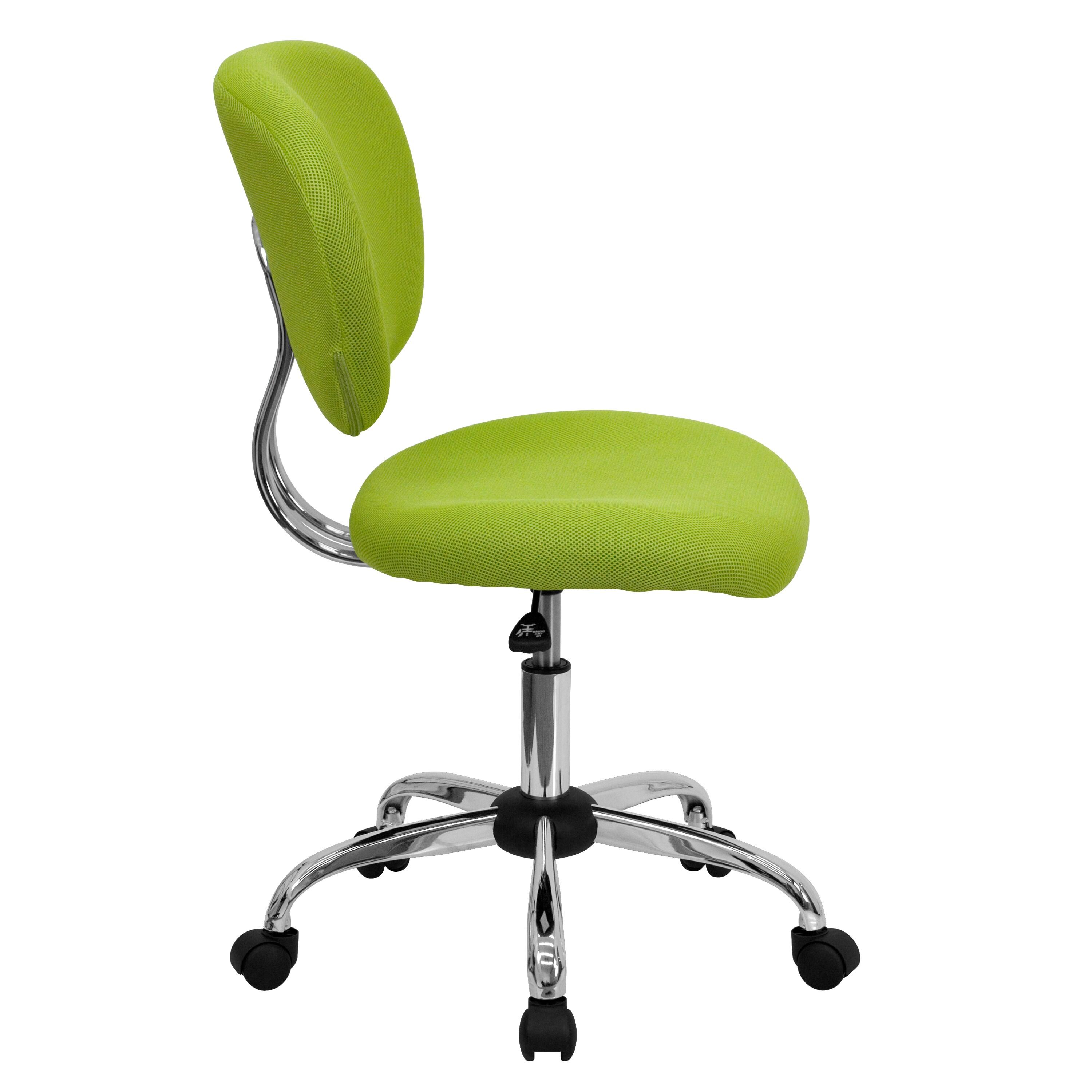 Flash Furniture Mid-Back Apple Green Mesh Padded Swivel Task Office Chair with Chrome Base