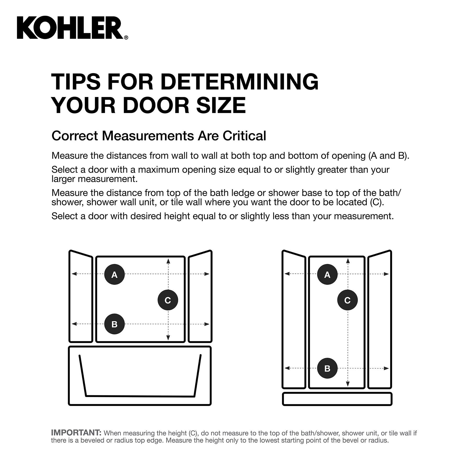 Levity Plus Less Sliding Bath Door, 61-9/16 In. H X 56-5/8 - 59-5/8 In. W, With 5/16 In.-Thick Crystal Clear Glass
