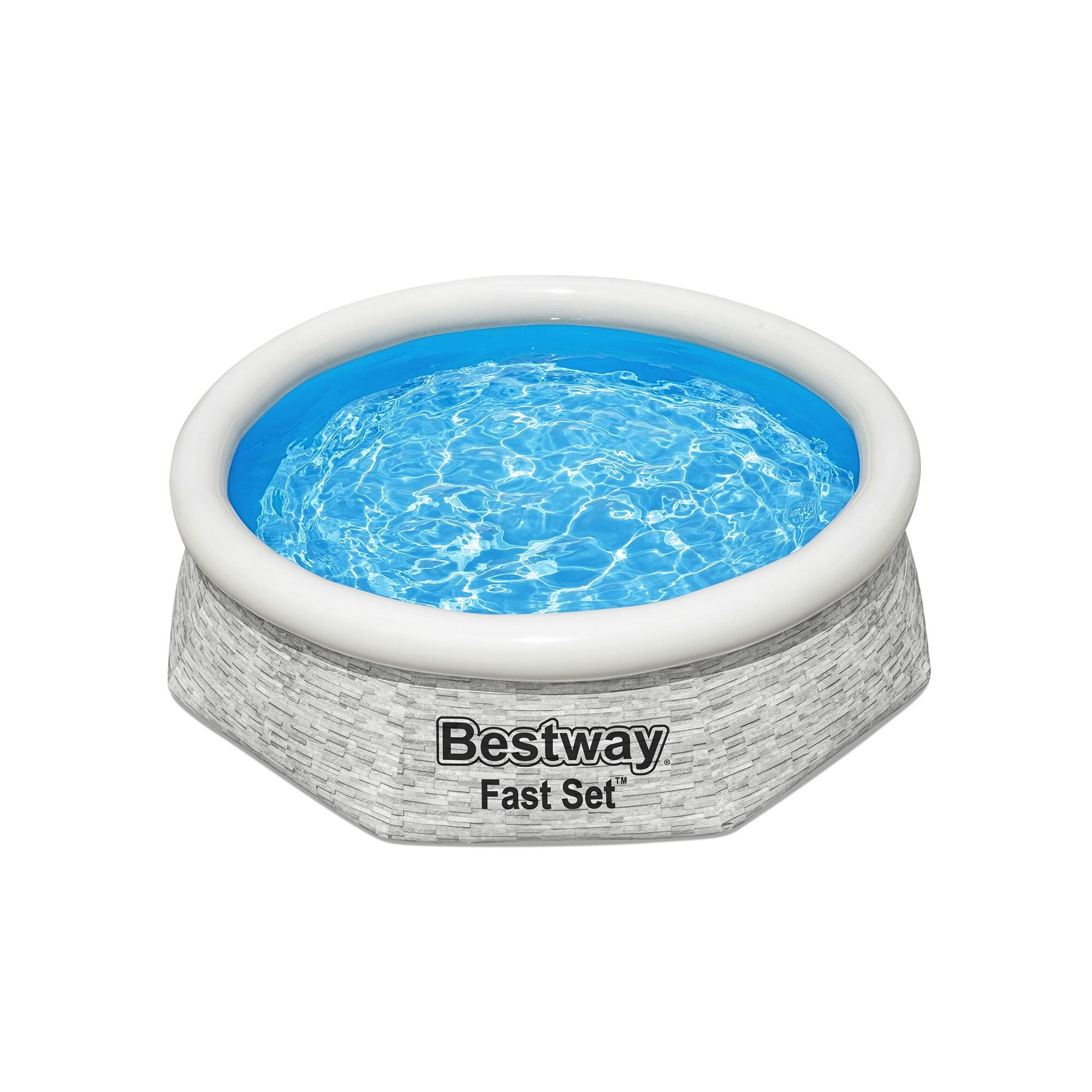 Bestway Above Ground Swimming Pool Set, 8' x 24" Round Inflatable Outdoor Backyard Pool with 497 Gallon Water Capacity and 330 GPH Filter Pump