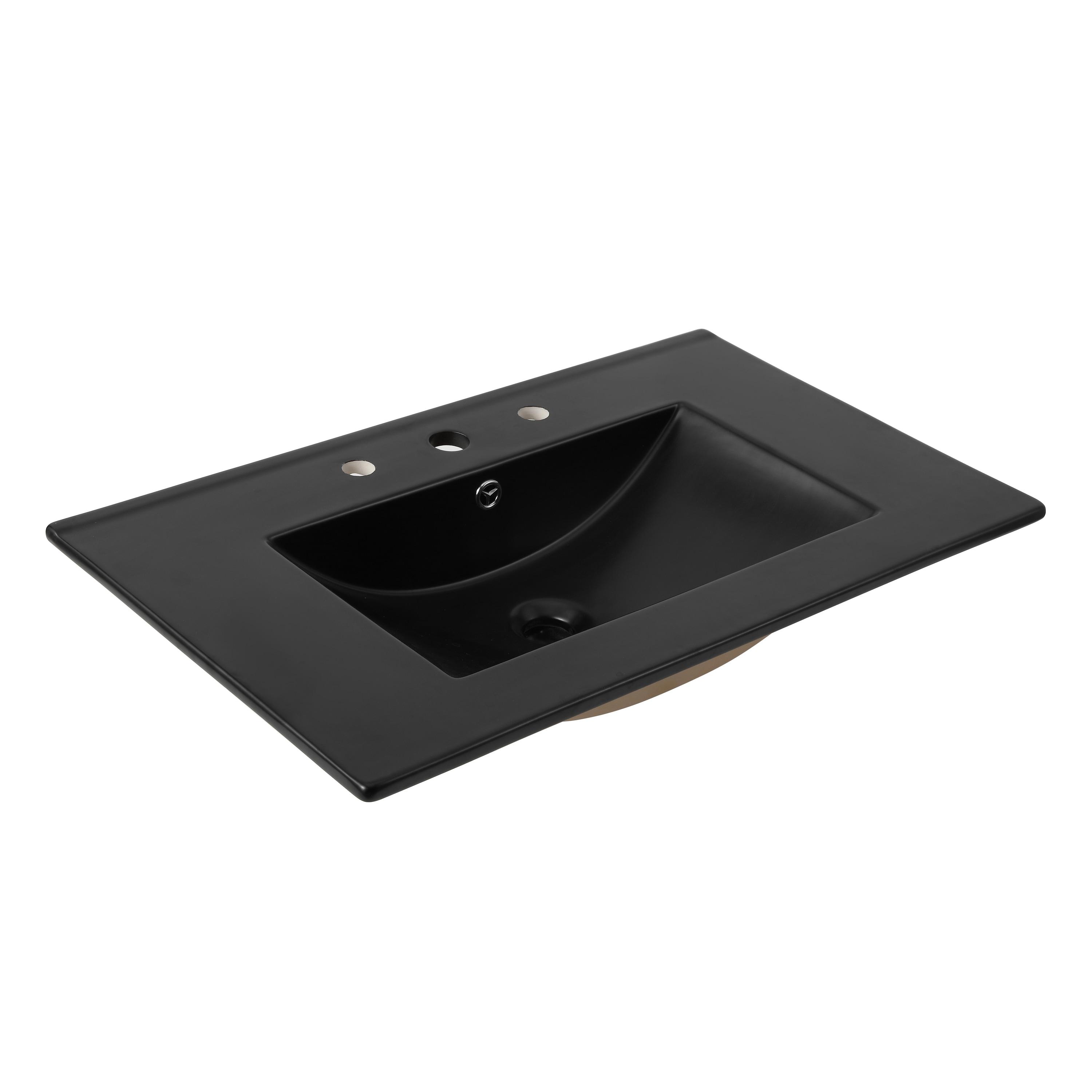 Jonathan Y Ancillary 3-Hole 30" Classic Contemporary Rectangular Ceramic Single Sink Basin Vanity Top