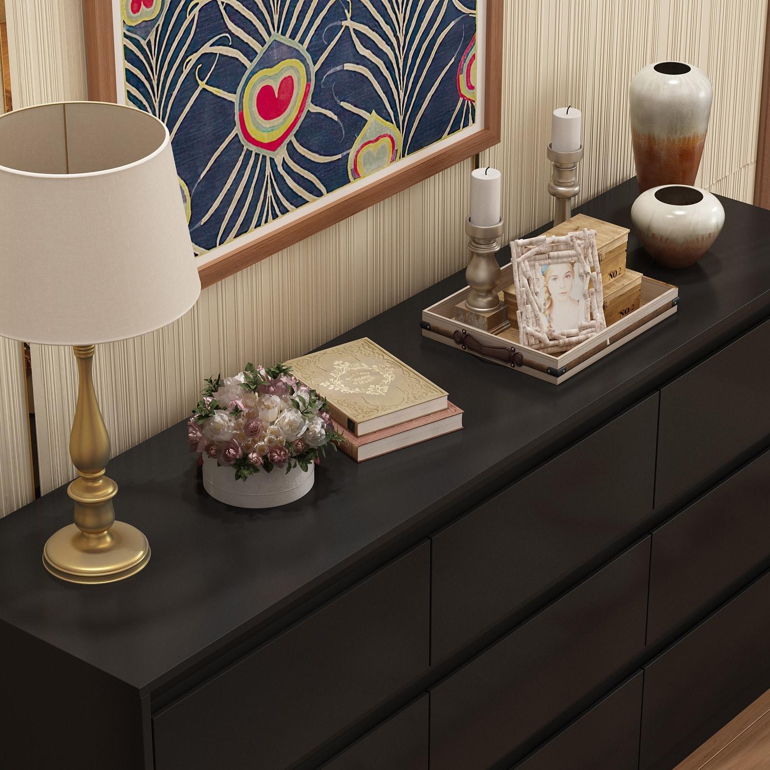 FAMAPY Chest of Drawers Dresser No Handles, 6 Drawer Dresser with Wide Storage, Modern Contemporary 6-Drawer Chest, for Bedroom Black (59”W x 15.7”D x 32.3”H)