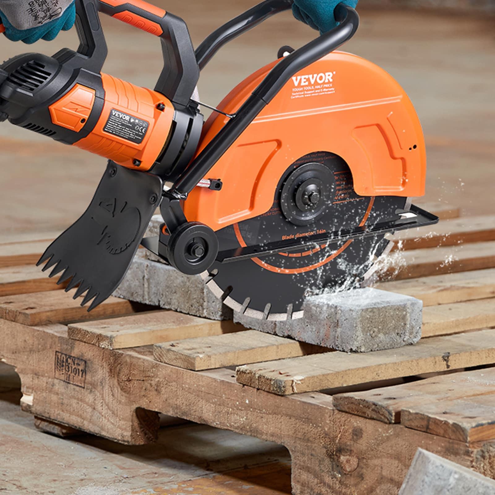Electric Concrete Saw, 16 in, 3200 W 15 A Motor Circular Saw Cutter with Max. 6 in Adjustable Cutting Depth, Wet Disk Saw Cutter Includes Water Line, Pump and Blade, for Stone, Brick