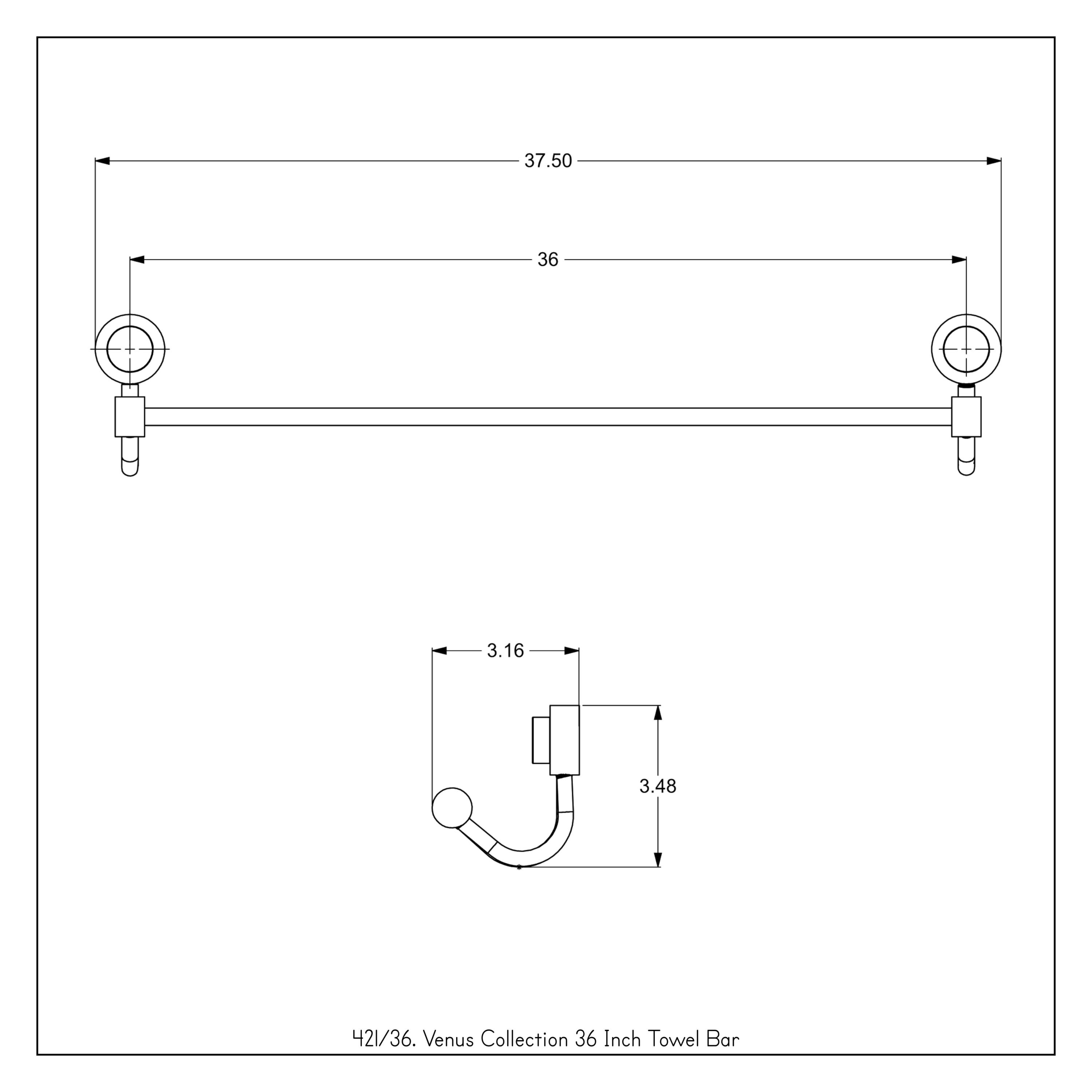 Venus 36'' Matte White Solid Brass Wall Towel Bar