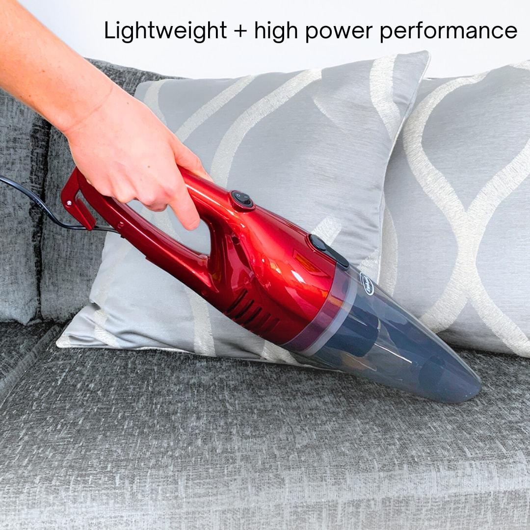 Ewbank Chilli Tempest 2-in-1 Vacuum Cleaner, Stick & Handheld, with 6 Attachments, Small, Lightweight (3 lb.), 600W, .5L Capacity, Red