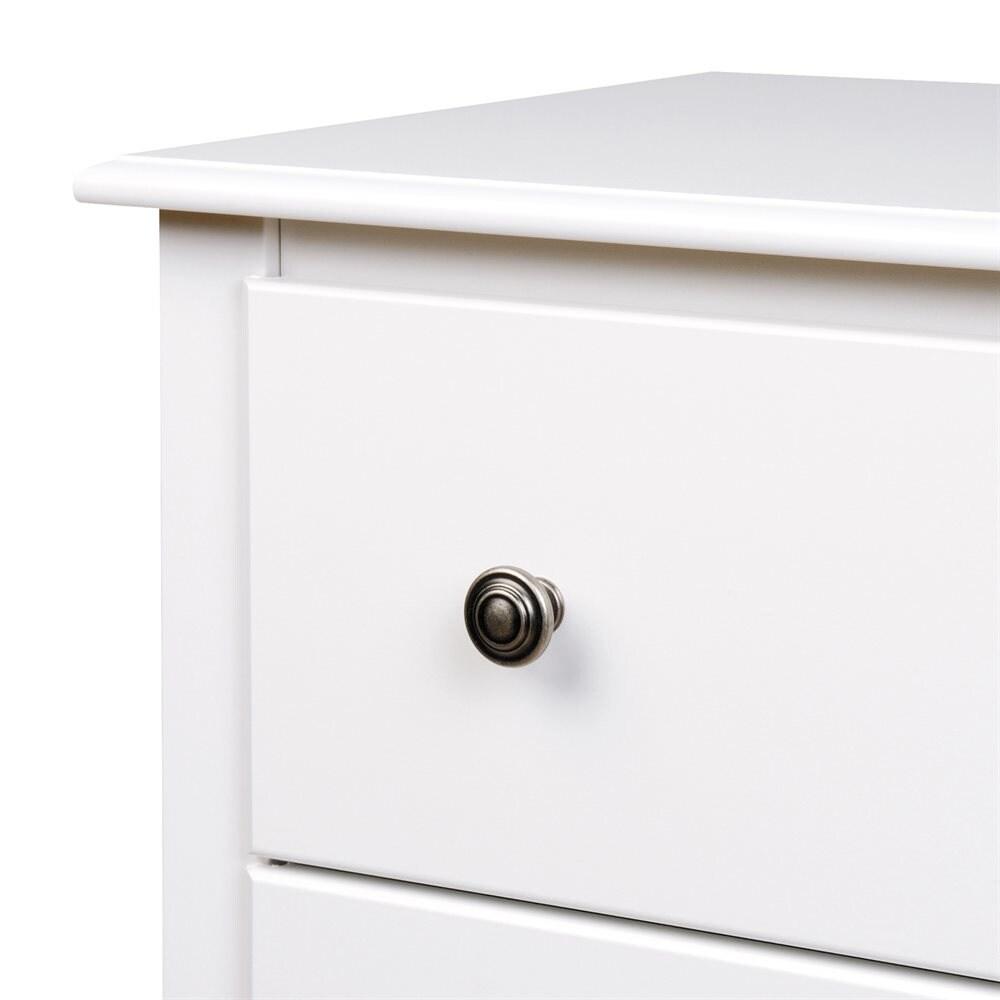 Prepac Tall 2 Drawer Nightstand with Open Shelf White: Laminated, Metal Glides, CARB Certified, 5 Year Warranty
