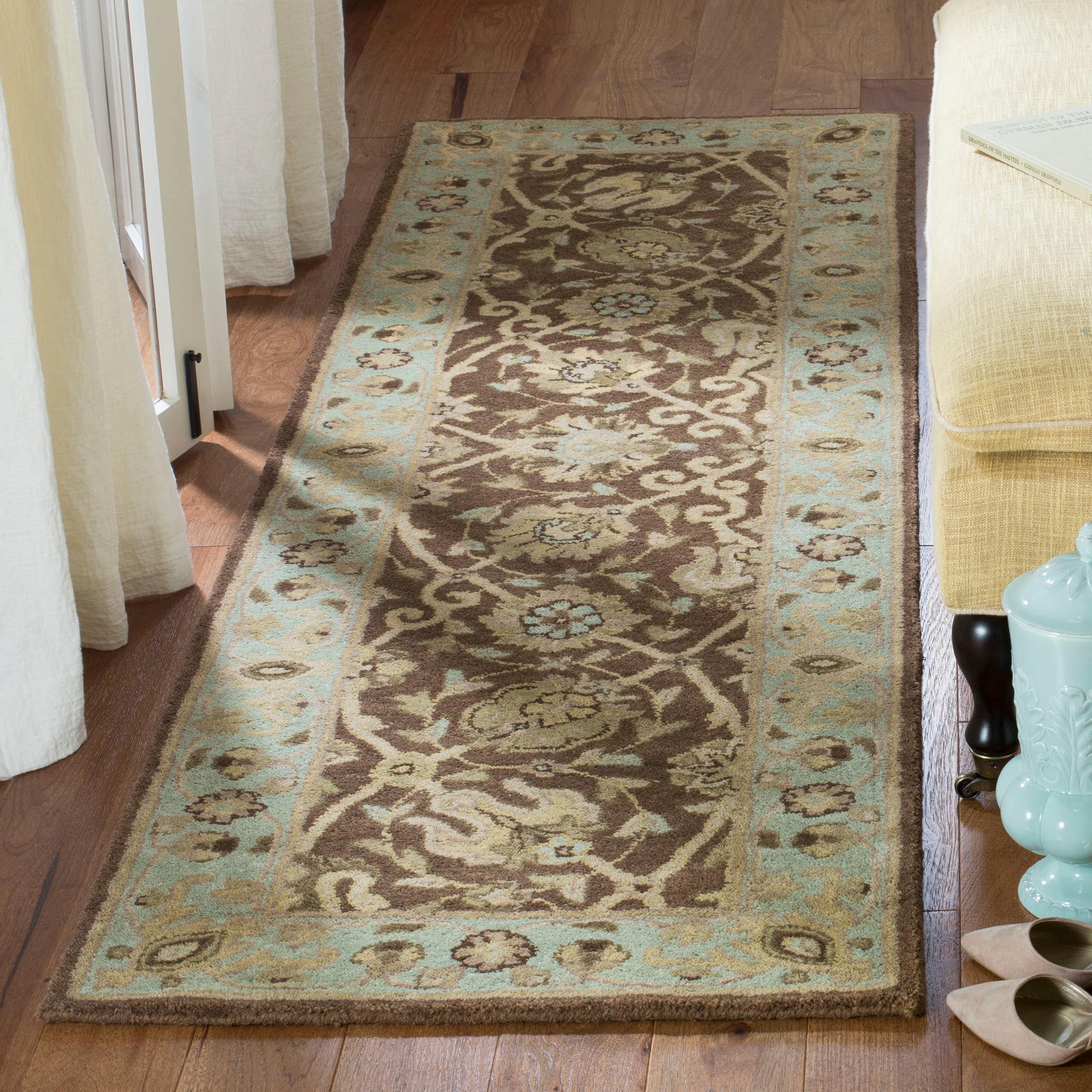 Antiquity AT21 Hand Tufted Indoor Runner Rug - Brown/Green - 2'3"x12' - Safavieh