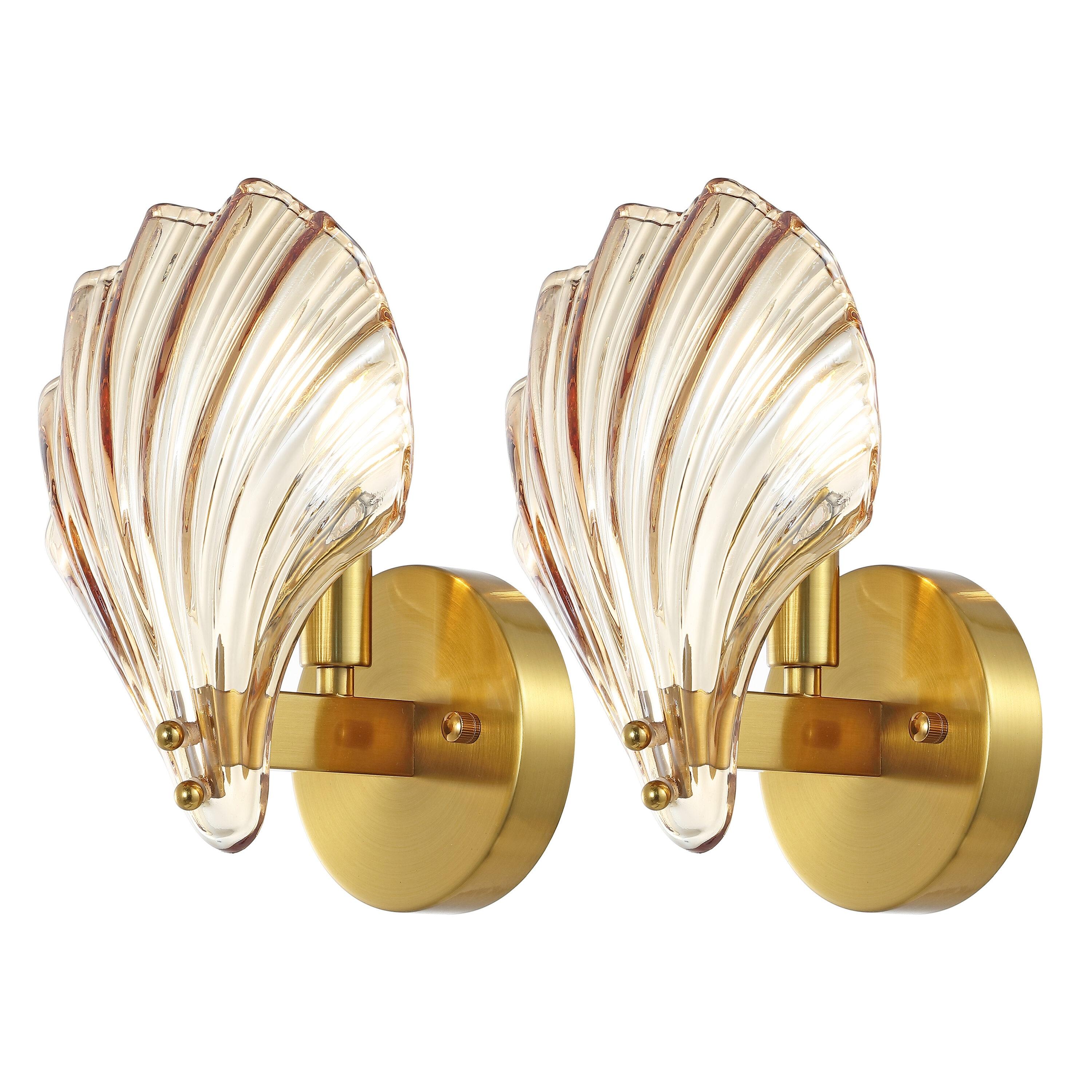 Sirena 5.5" Wall Sconce (Set of 2) - SCN4087 - Amber/Brass - Safavieh