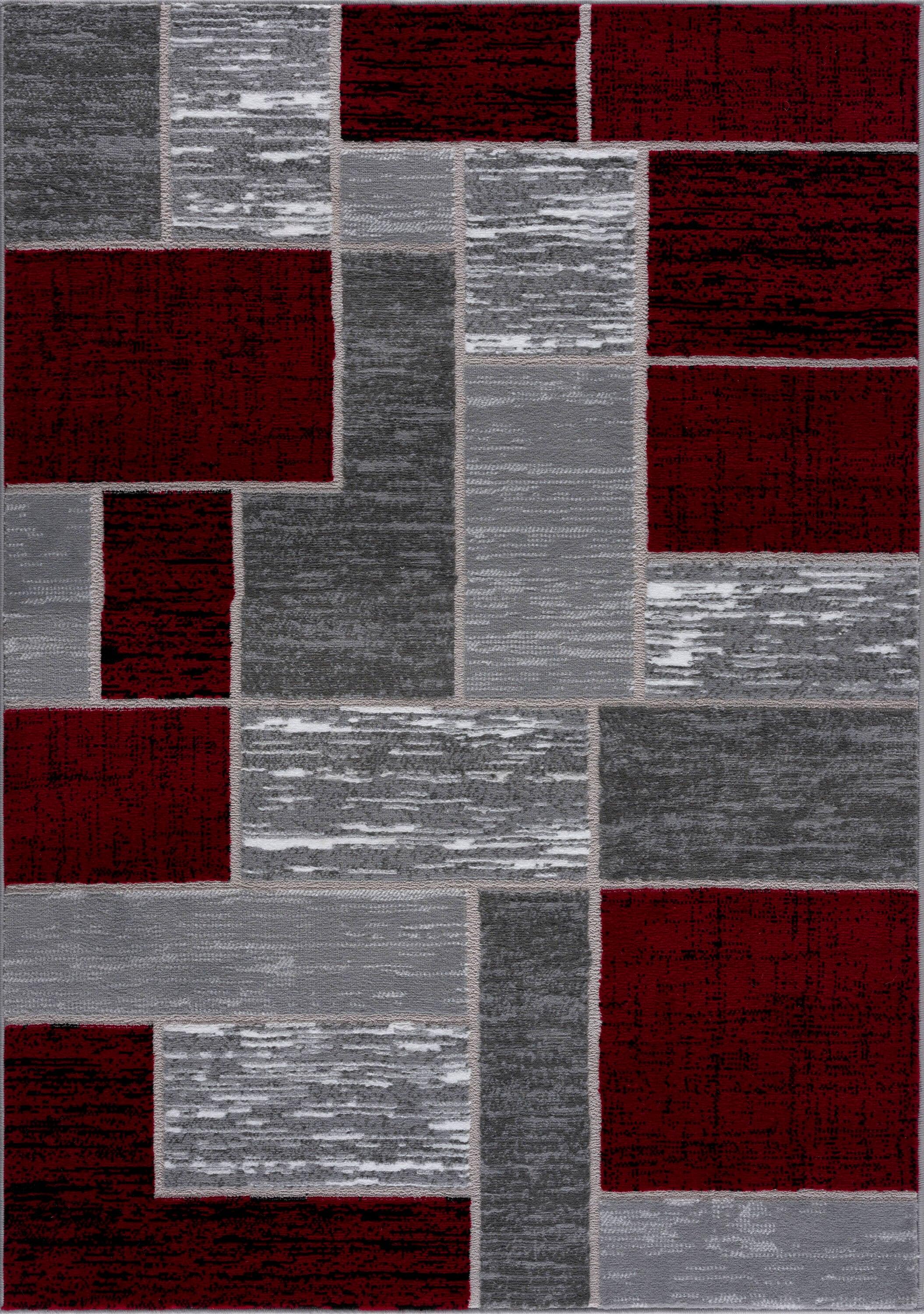 L'Baiet  Verena Geometric Area Rug Red 5' x 8'/Surplus Contains Latex Stain Resistant 5' x 8',4' x 6',8' x 10' Indoor,Runner,Accent Living