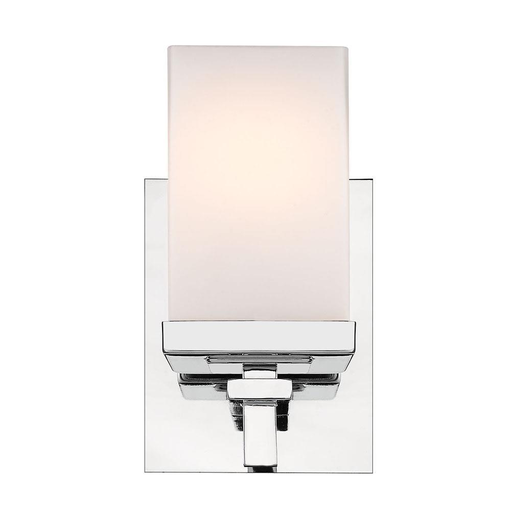 Golden Lighting Maddox 1-Light Wall Sconce in Chrome with Opal