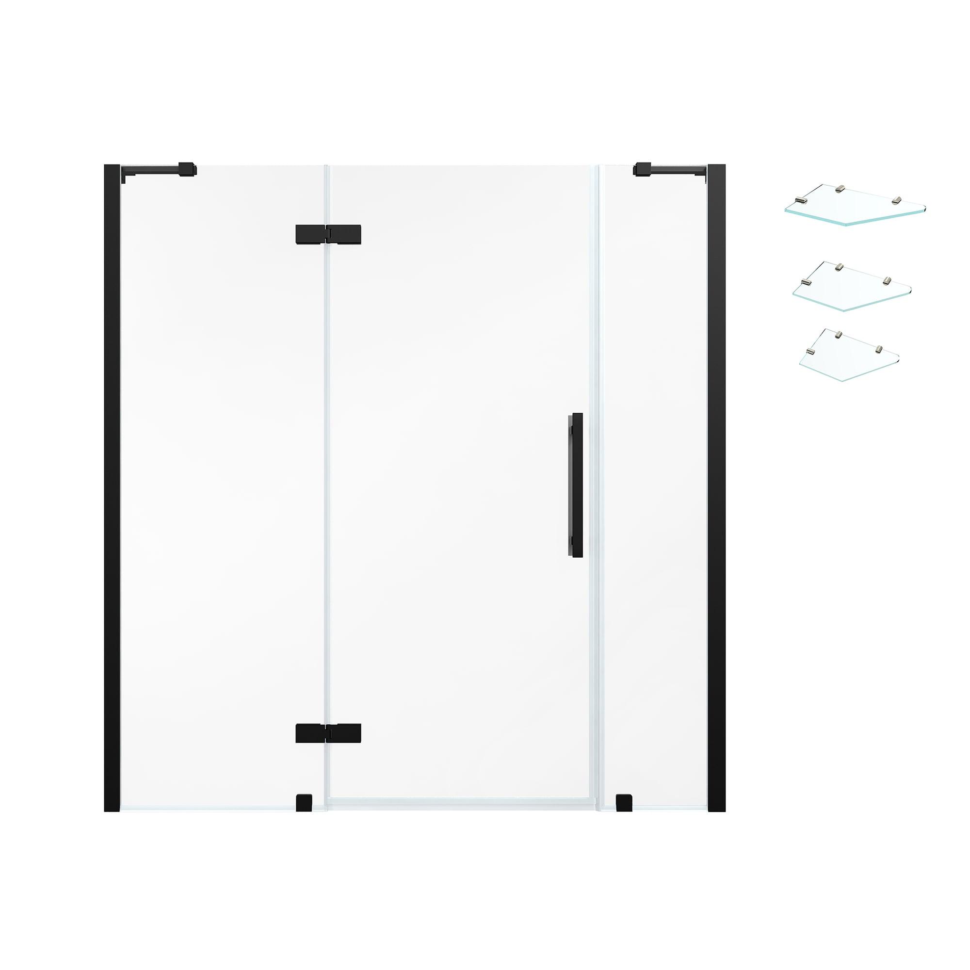 Endless Tampa 72" W x 72" H Alcove Frameless Shower Kit, Door, 2 Panel, Shelves