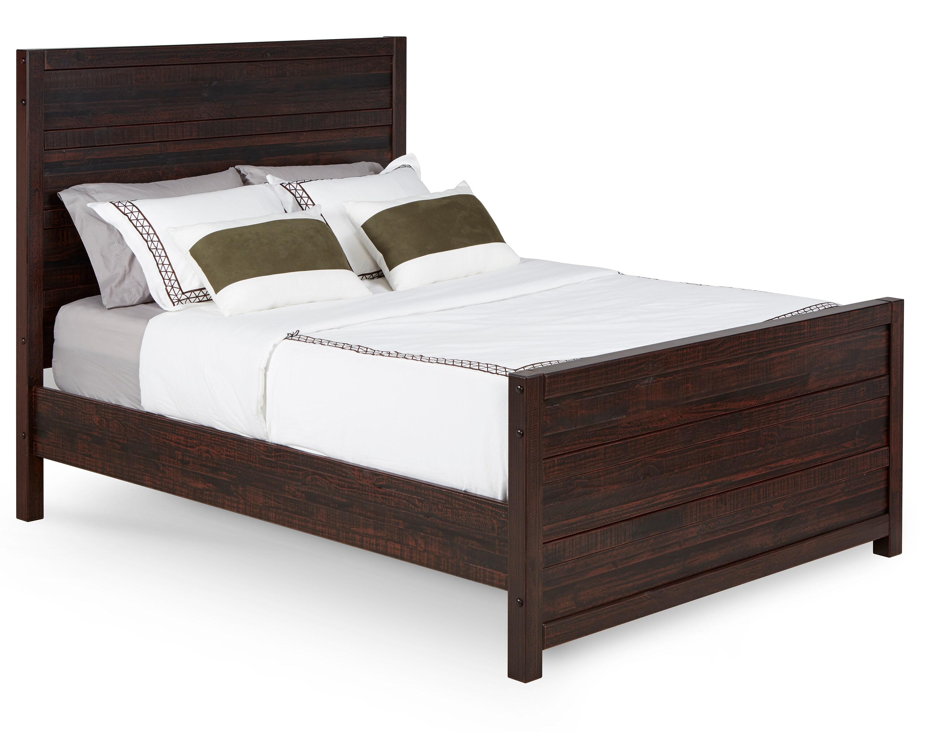 Camaflexi Carmel Solid Wood Platform Bed Frame with Headboard, King, Antique Walnut