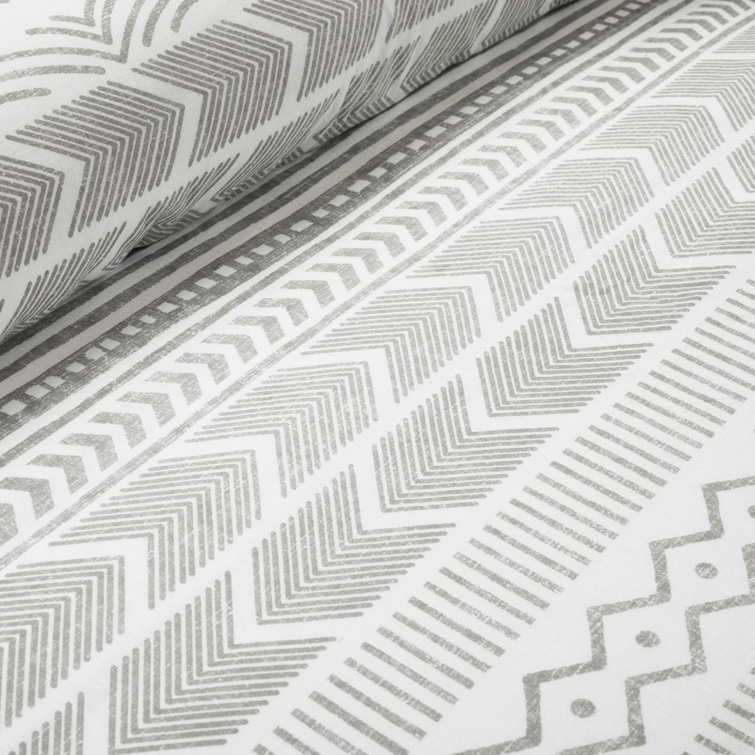 3pc King Hygge Geo Duvet & Sham Set Gray/White - Lush Décor: Cotton, Reversible, Inner Ties, 460 Thread Count