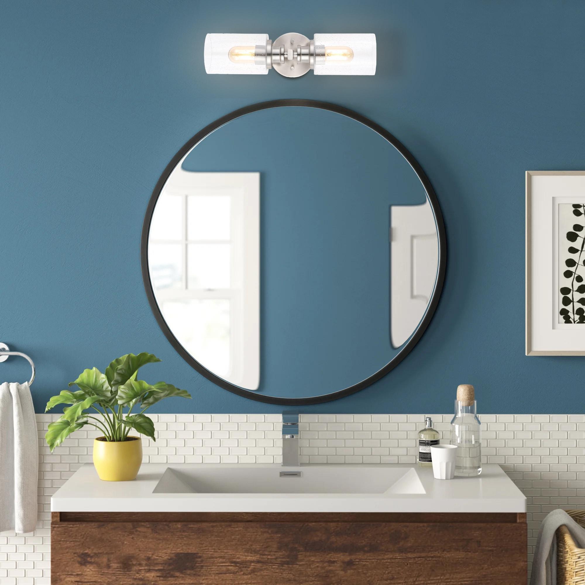 JONATHAN Y Jules Edison 16.5" Cylinder 2-Light Iron/Seeded Glass Farmhouse Contemporary LED Wall Sconce, Nickel