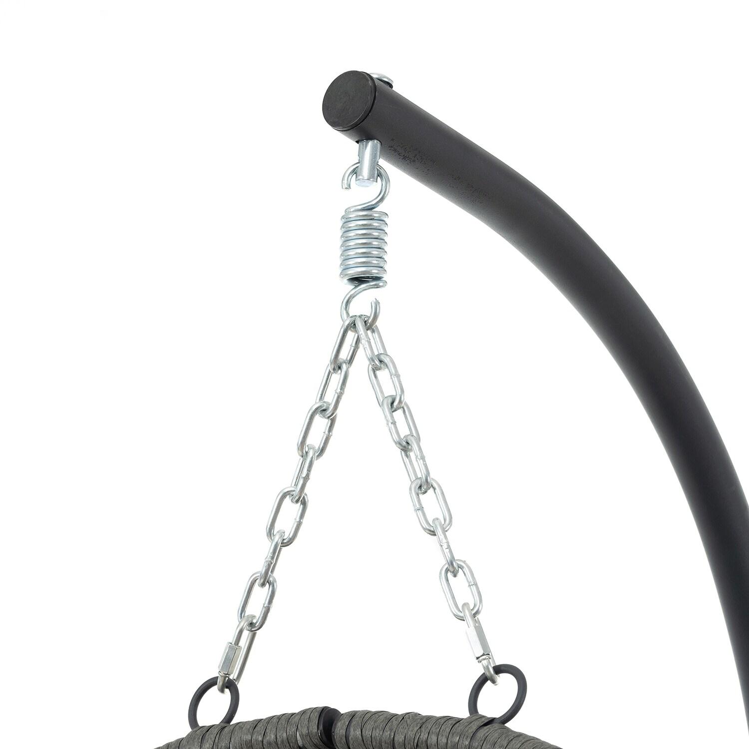 Tcbosik Swing Egg Chair with Stand, Indoor Outdoor Hanging Chair with Cushion for Bedroom Balcony Patio Garden, Easy to Assemble, Dark Grey