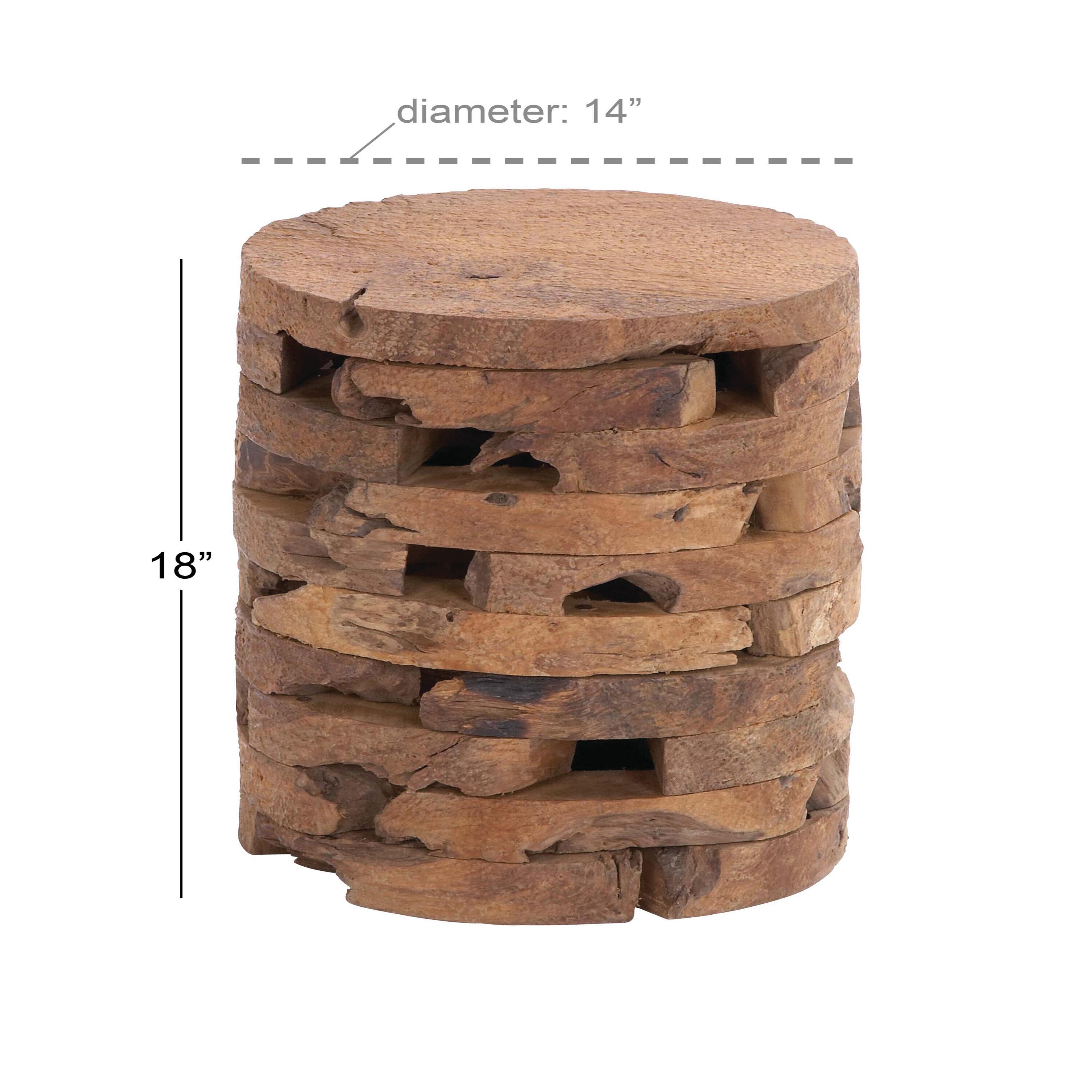 Olivia & May 18" x 14" Contemporary Teak Wood Accent Table Brown: Handcrafted, No Assembly, Indoor Use, Unique Design