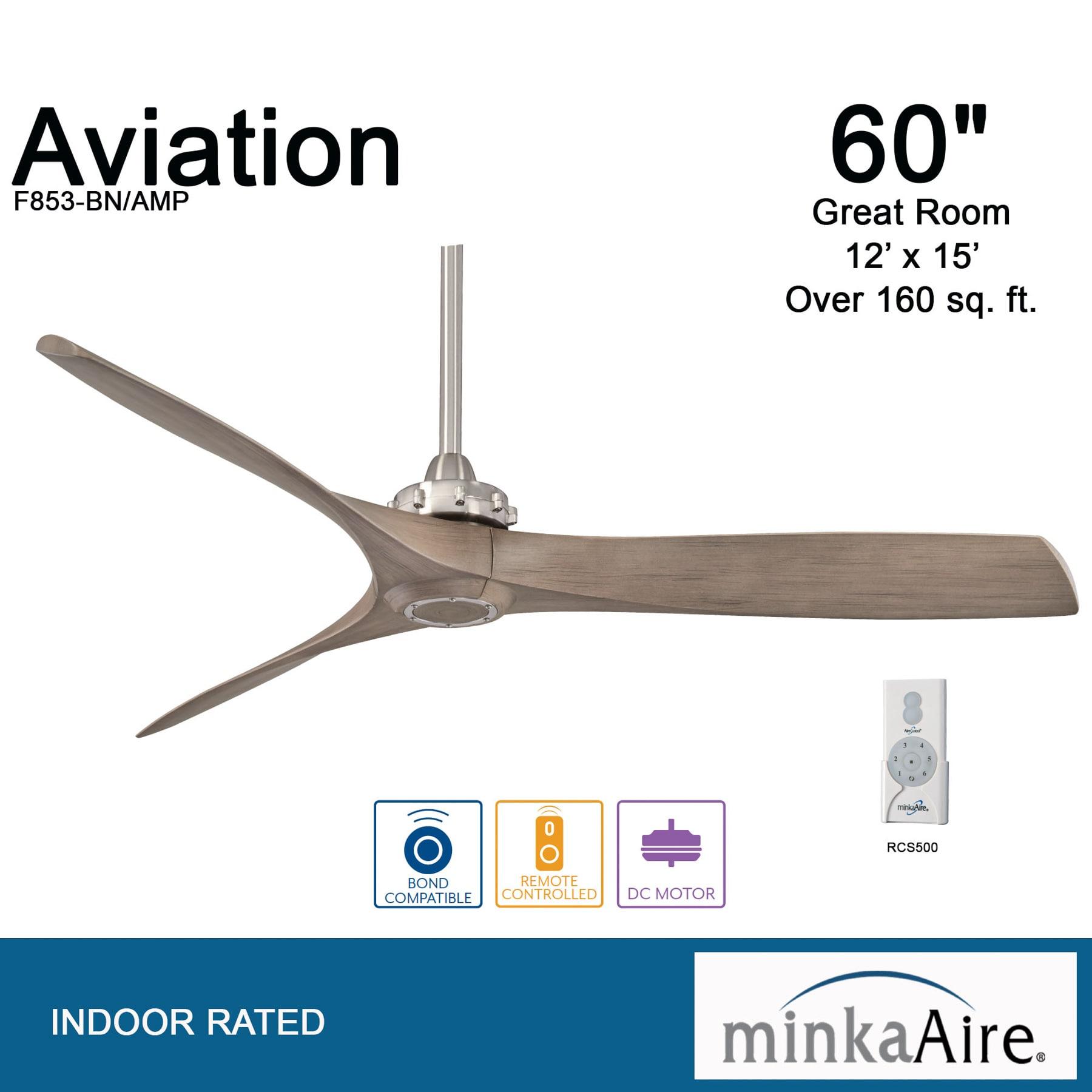 60" Minka Aire Modern Farmhouse Indoor Ceiling Fan with Remote Control Brushed Nickel for Living Room Kitchen Bedroom Family Home