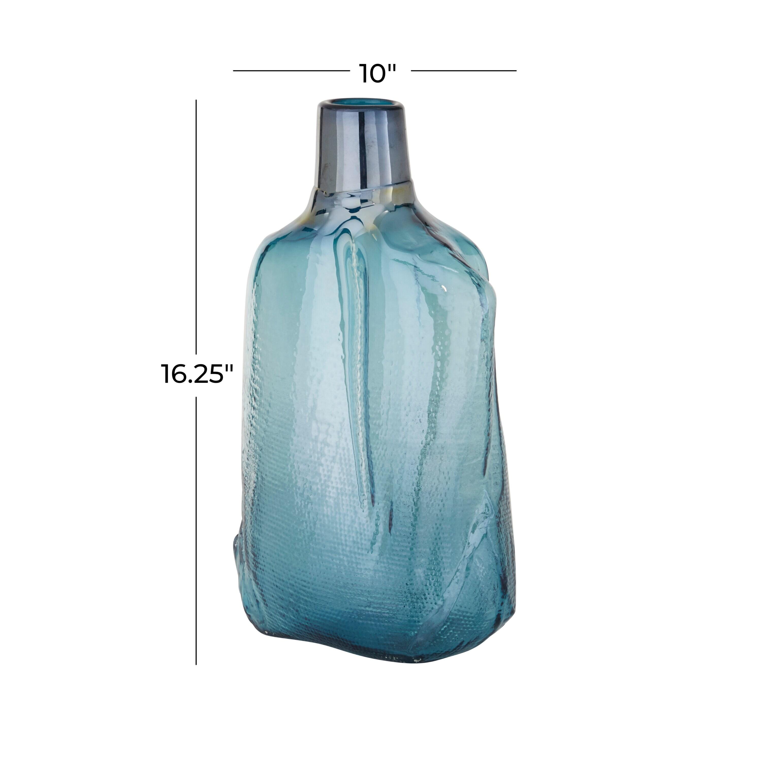 DecMode 16" Blown Blue Glass Vase