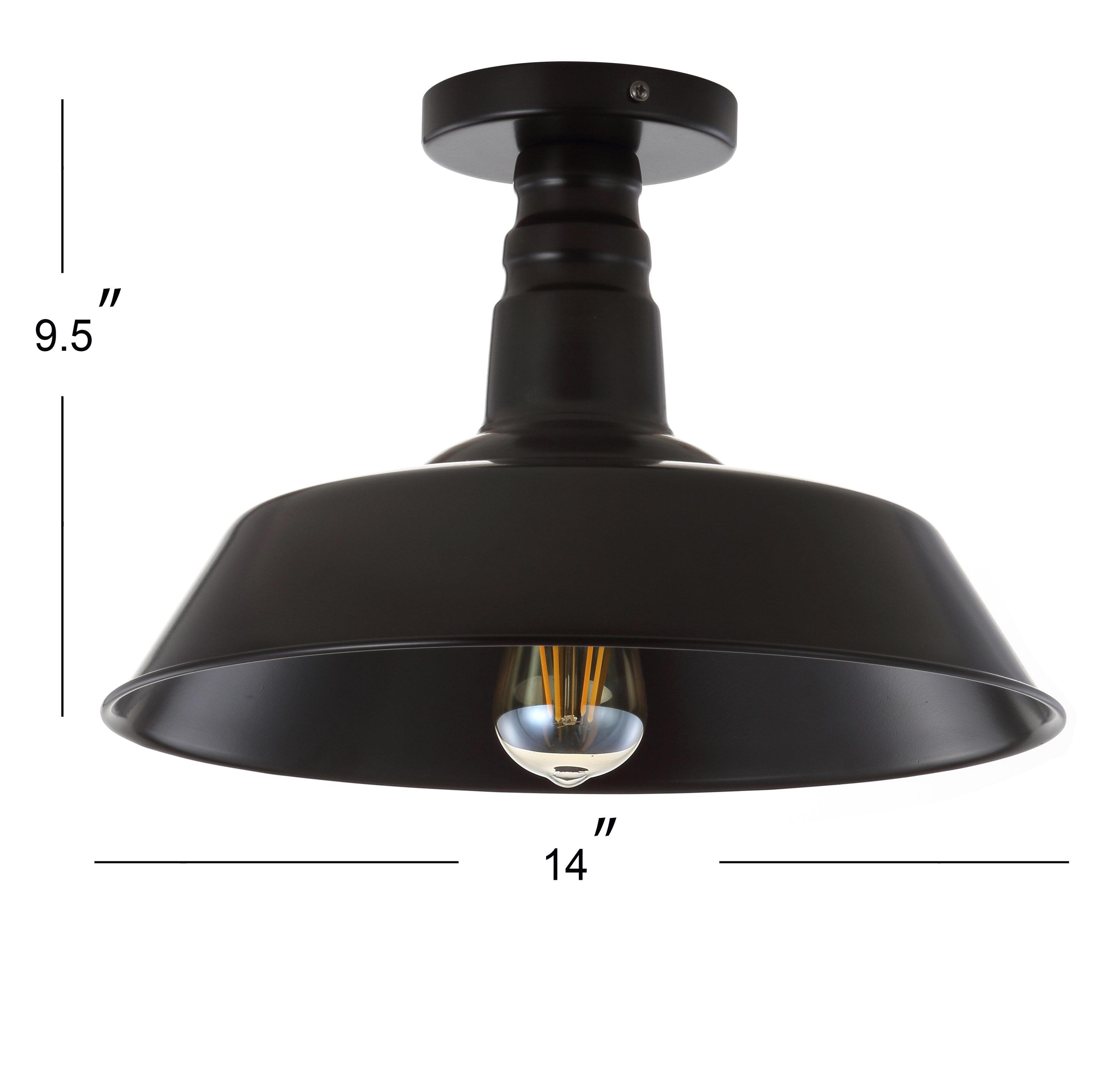 Chloe Lighting Friedrich Industrial-Style 1 Light Rubbed Bronze Semi-Flush Ceiling Fixture 14" Wide