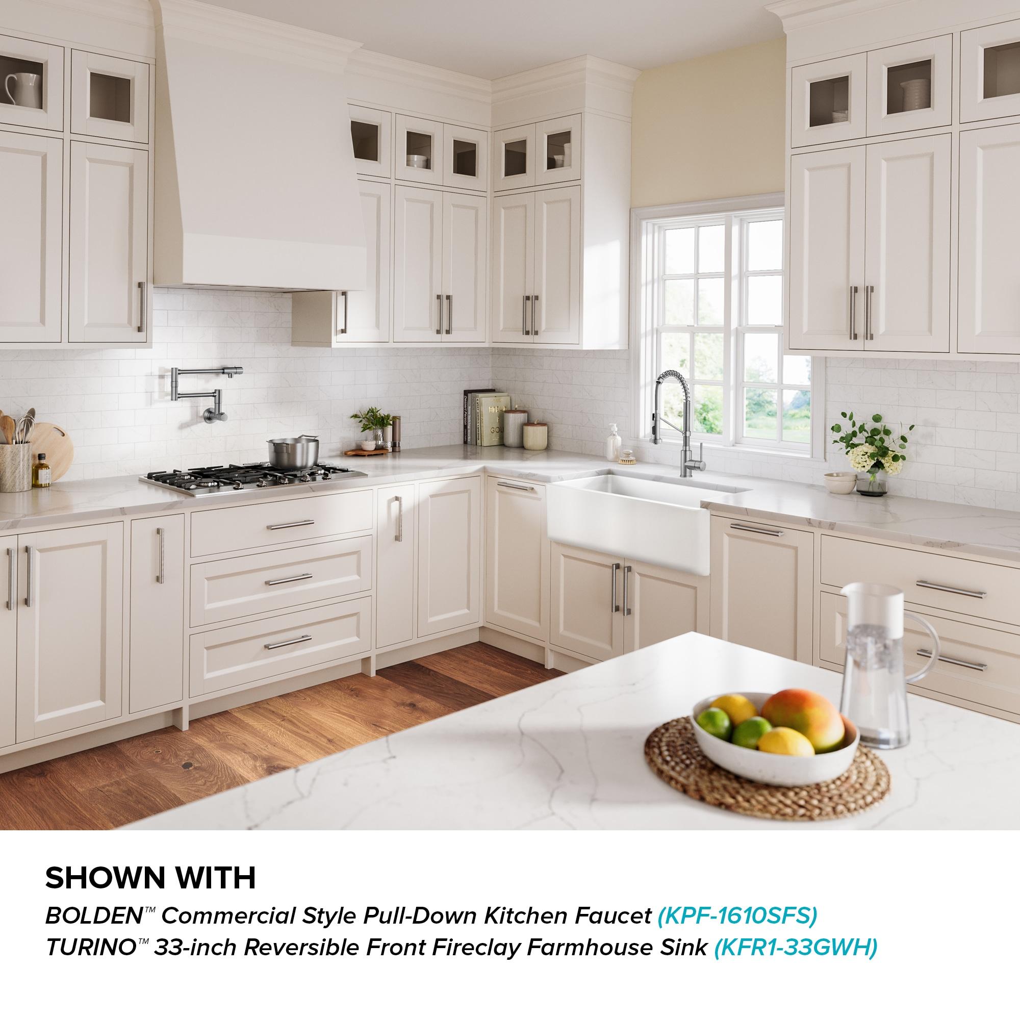 KRAUS Bolden 2 Handle Pot Filler Faucet With Retractable Arm, Wall Mount Kitchen Faucet, Pot Filler For Over Stove