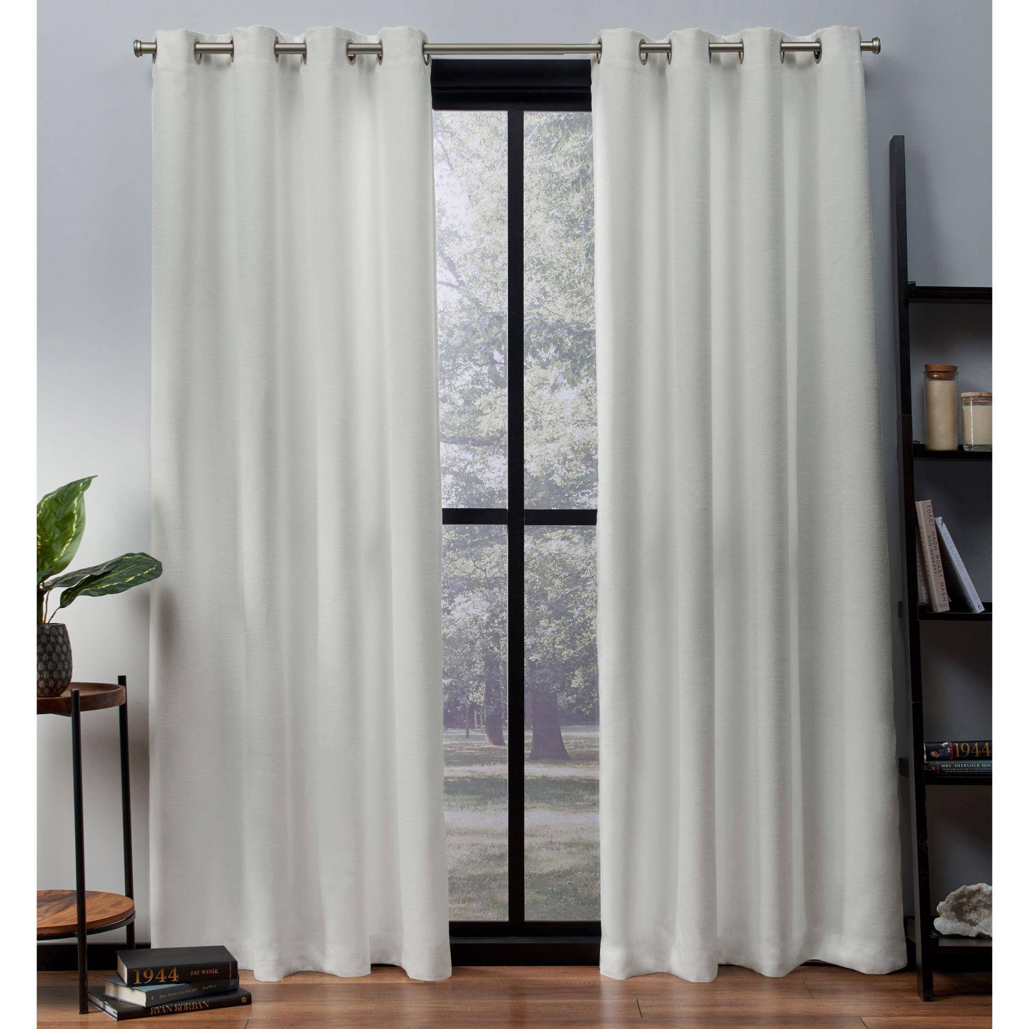 Set of 2 84"x52" Oxford Textured Sateen Thermal Room Darkening Grommet Top Window Curtain Panel Vanilla - Exclusive Home