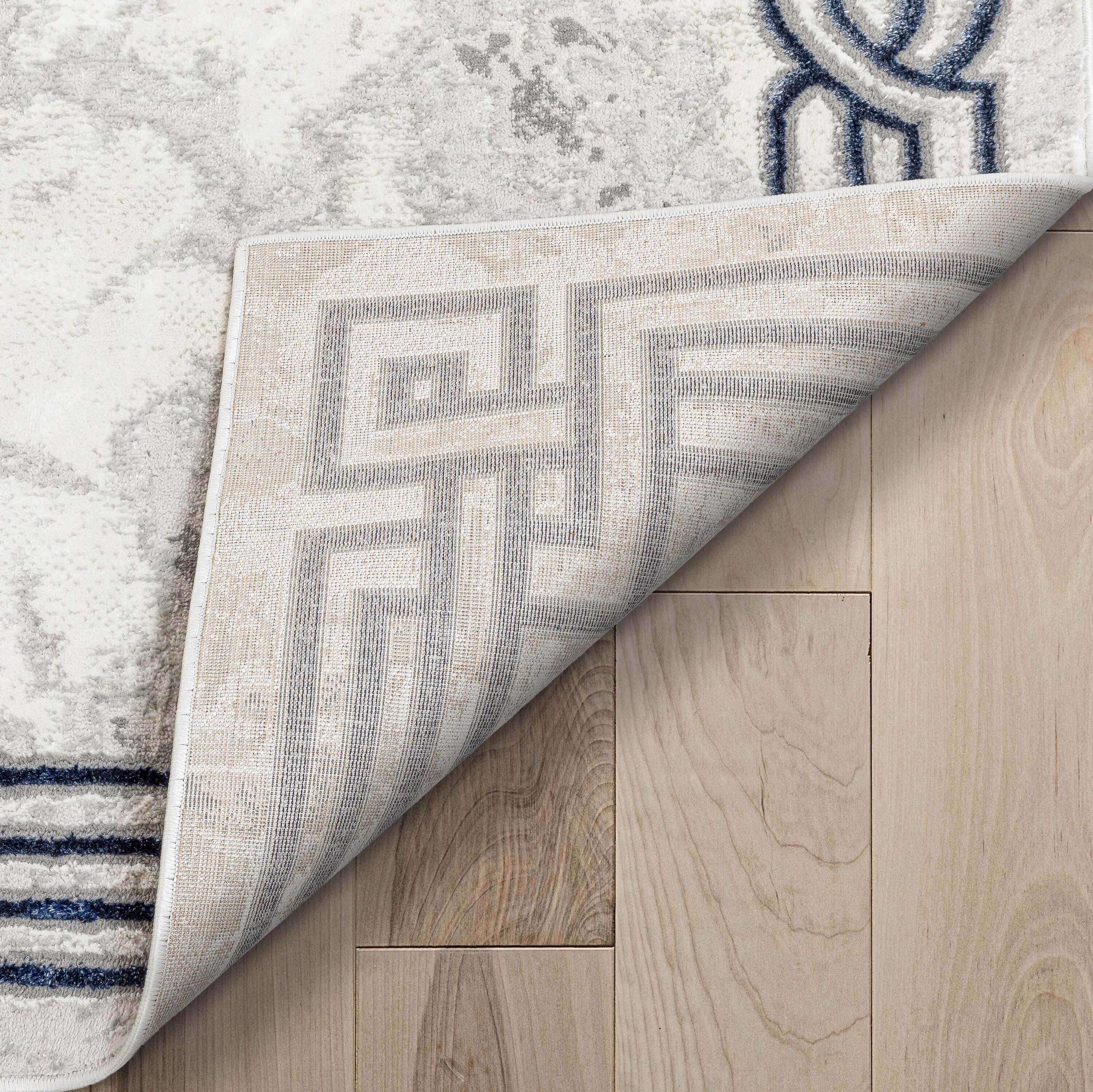 Well Woven Fairmont 3 x 5 (ft) Loomed Polypropylene Blue Rectangular Indoor Abstract Mid-Century Modern Area rug