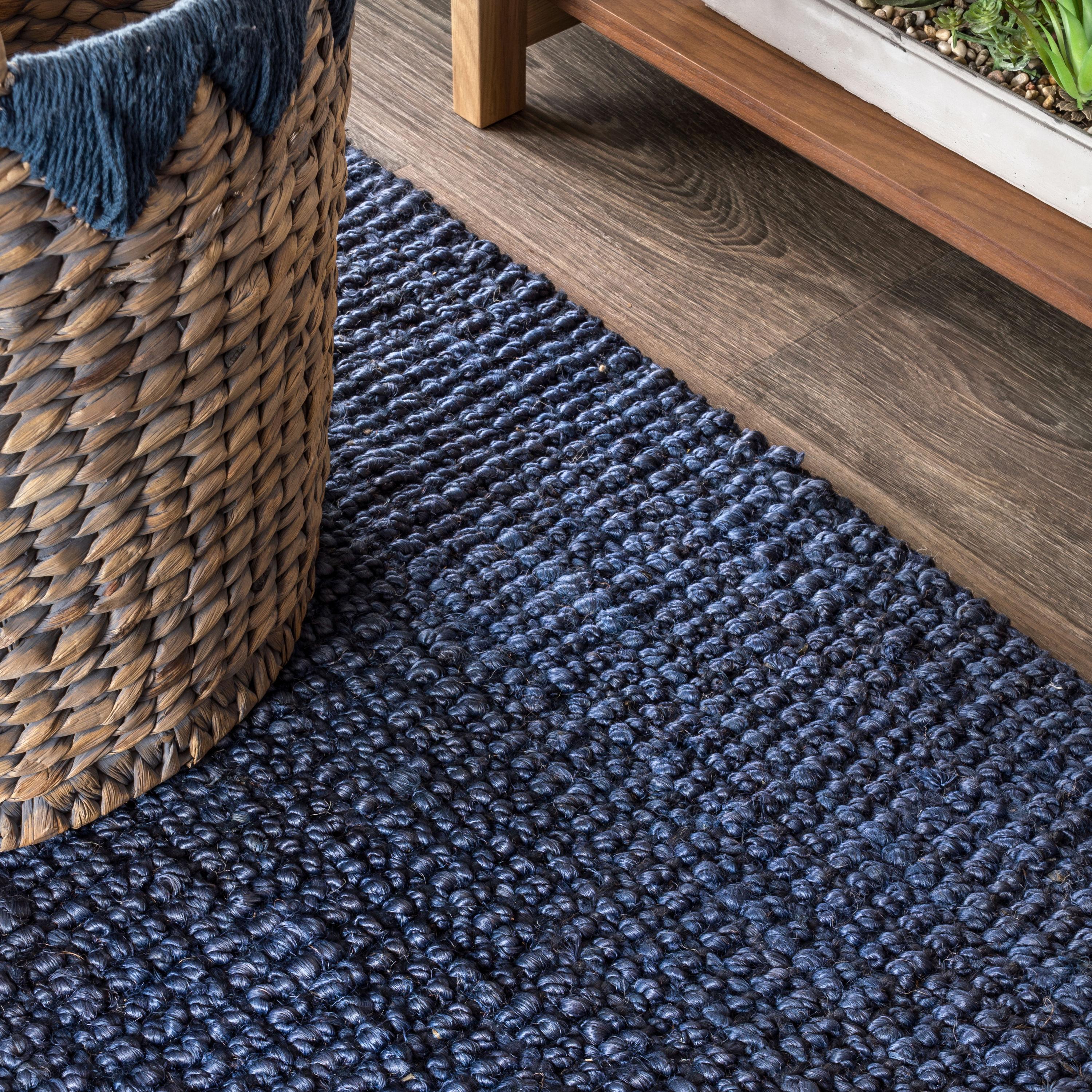3'x5' Pata Hand Woven Chunky Jute Area Rug, Navy - JONATHAN Y