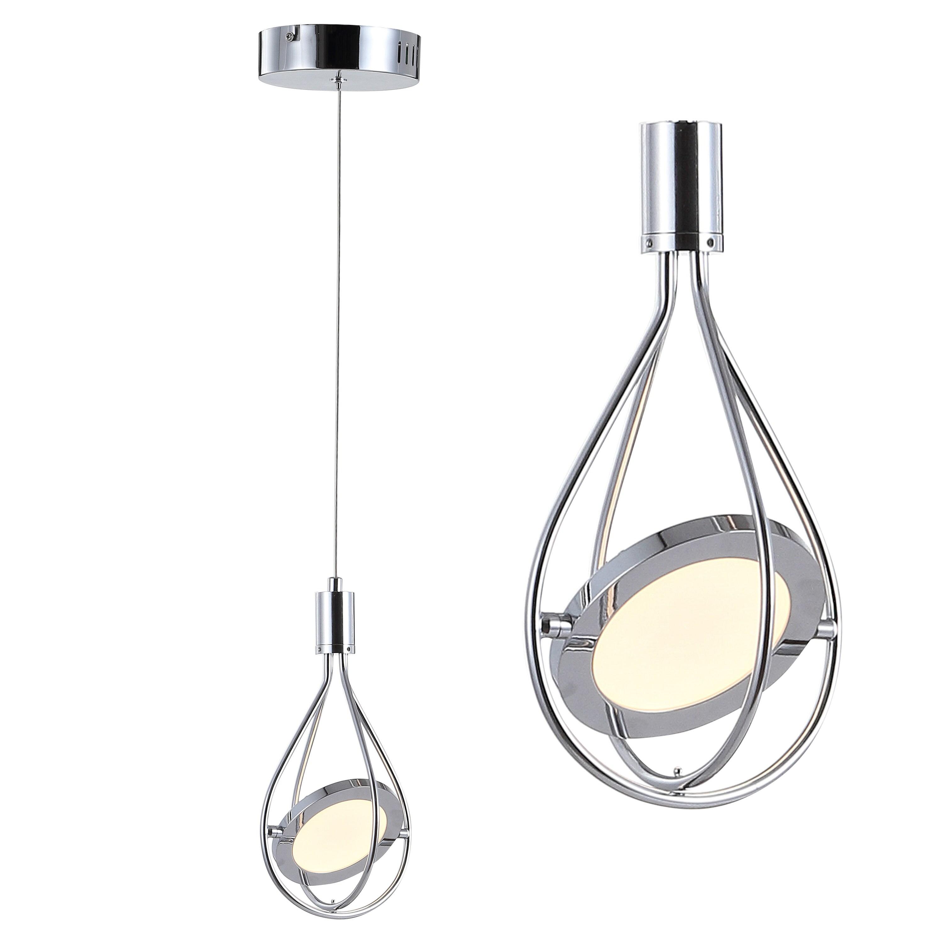 Orion 5.5" Adjustable Modern Integrated 1-Light Cluster LED Metal Pendant, Chrome