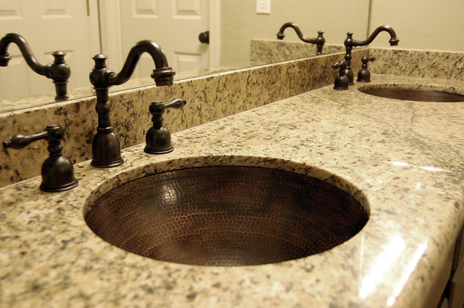 17" Round Under Counter Hammered Copper Bathroom Sink