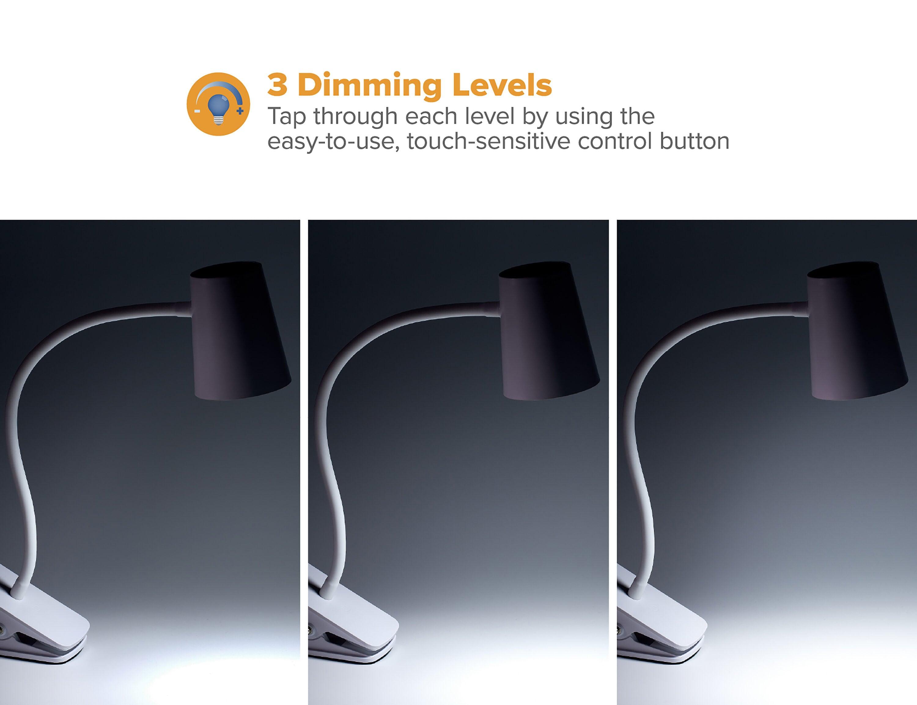 Adjustable LED Clamp Light, 7.48 in. White, Indoor, Desk Lamp