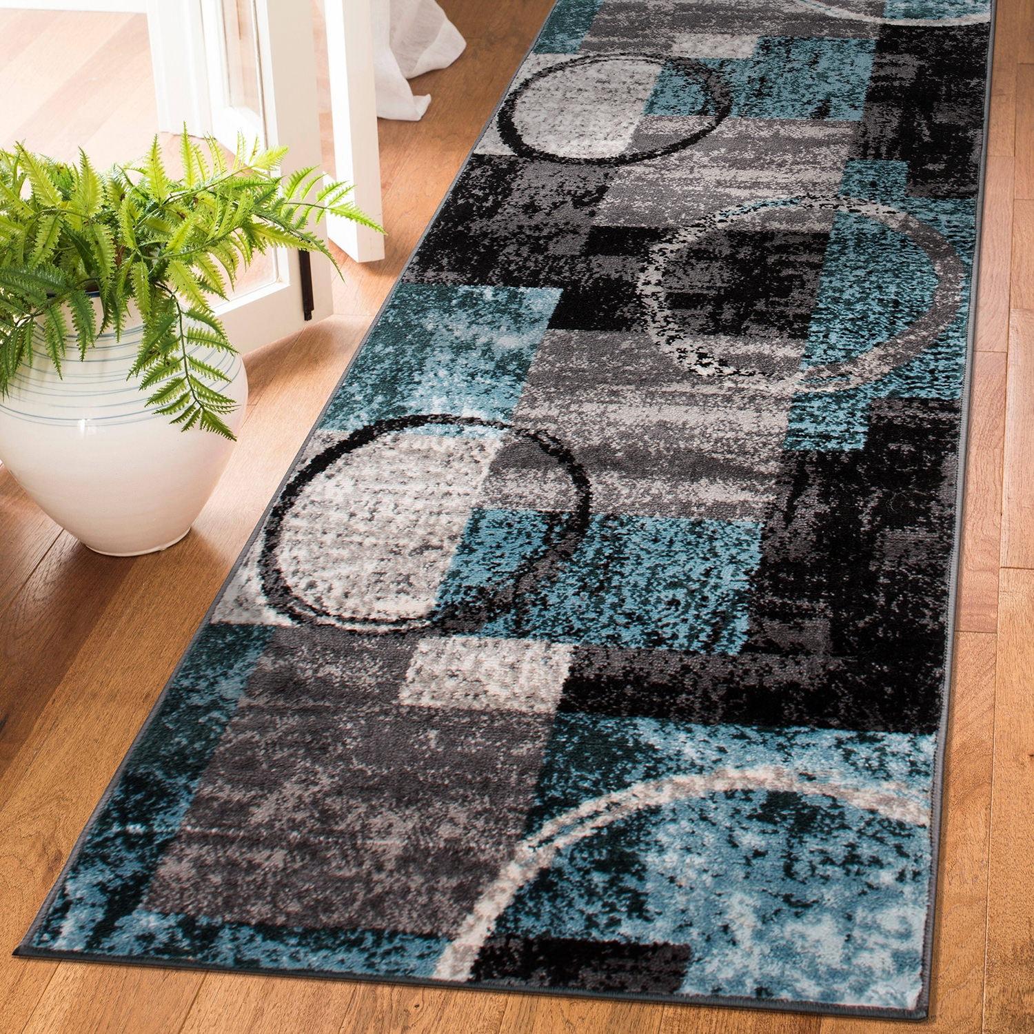 World Rug Gallery Abstract Circle Area Rug - GRAY 2'7"x10'