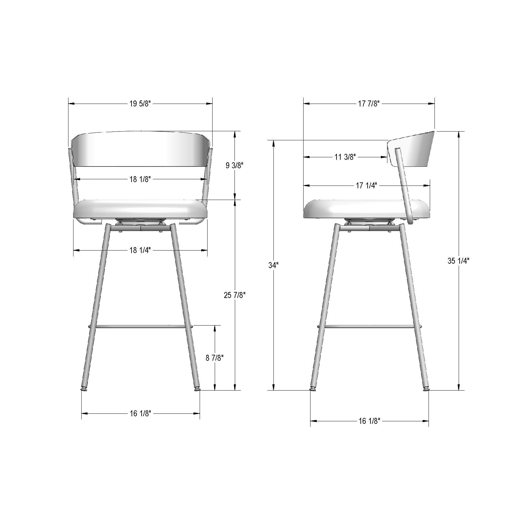 Amisco Ludwig 26 In. Swivel Counter Stool - Black Faux Leather / Black Metal