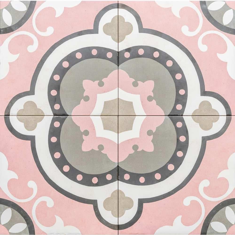 The Tile Life Art Deco Pink 8x8 Porcelain Floor and Wall Tile - 8x8 Sample