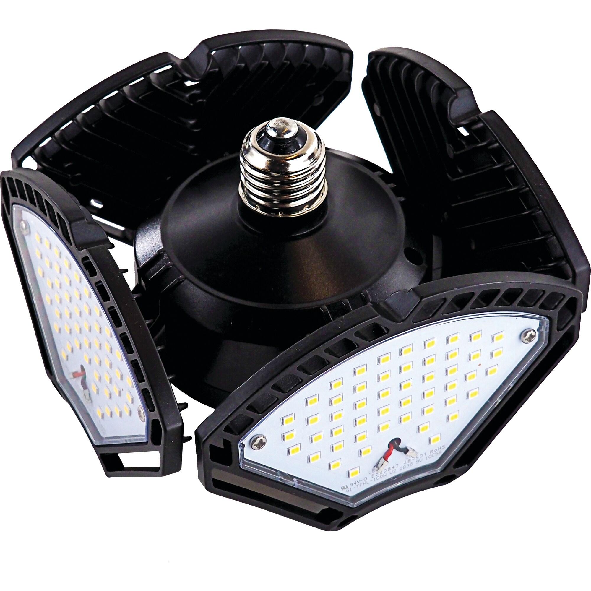 LED Garage Light,100W (900W Equivalent) 15000 Lumen 4-Head Deformable Ceiling Light, 5000K Daylight