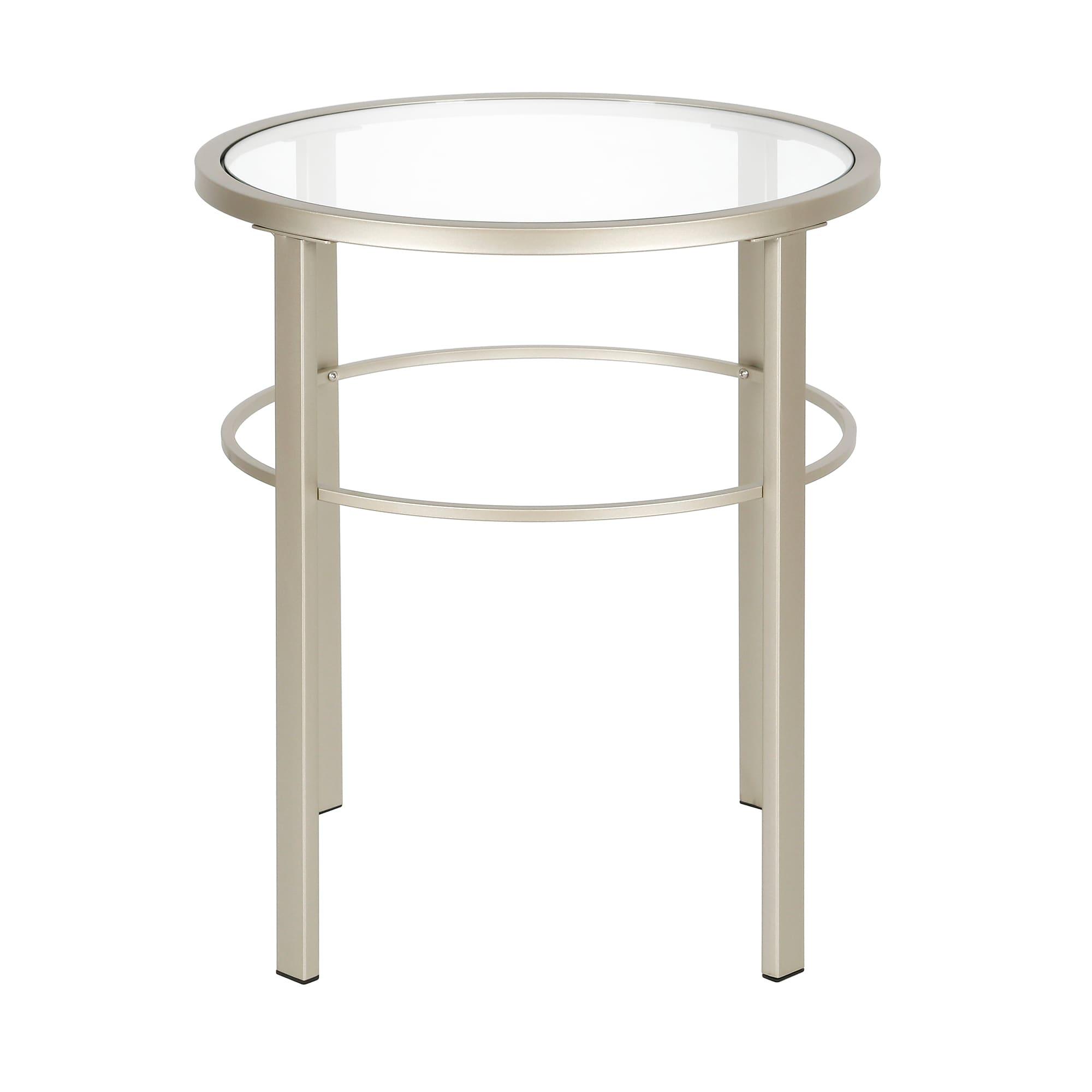 Evelyn&Zoe Gaia 20" Wide Round Side Table, Satin Nickel