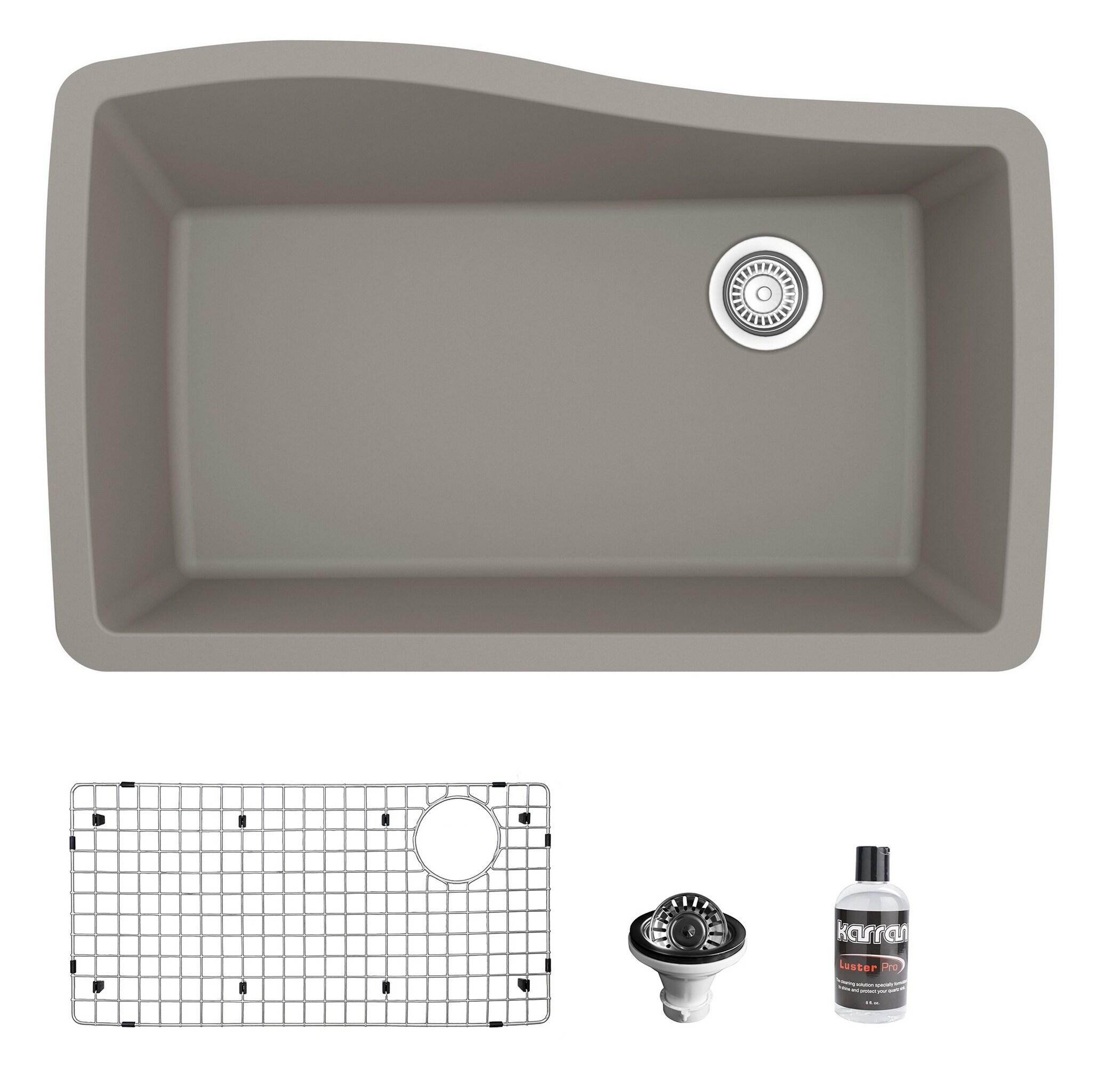 Karran Karran Quartz Composite 33-1/2'' X 21'' Single Bowl Undermount Kitchen Sink Kit QU-722-BR-PK1