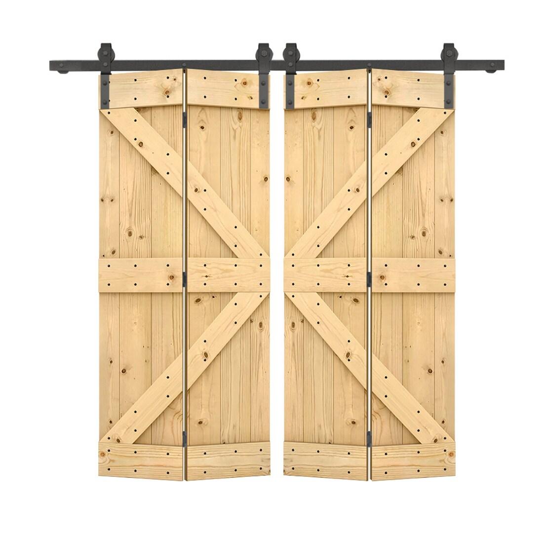 Calhome 84'' Solid Wood Barn Doors Painted without Installation Hardware Kit Barn Door