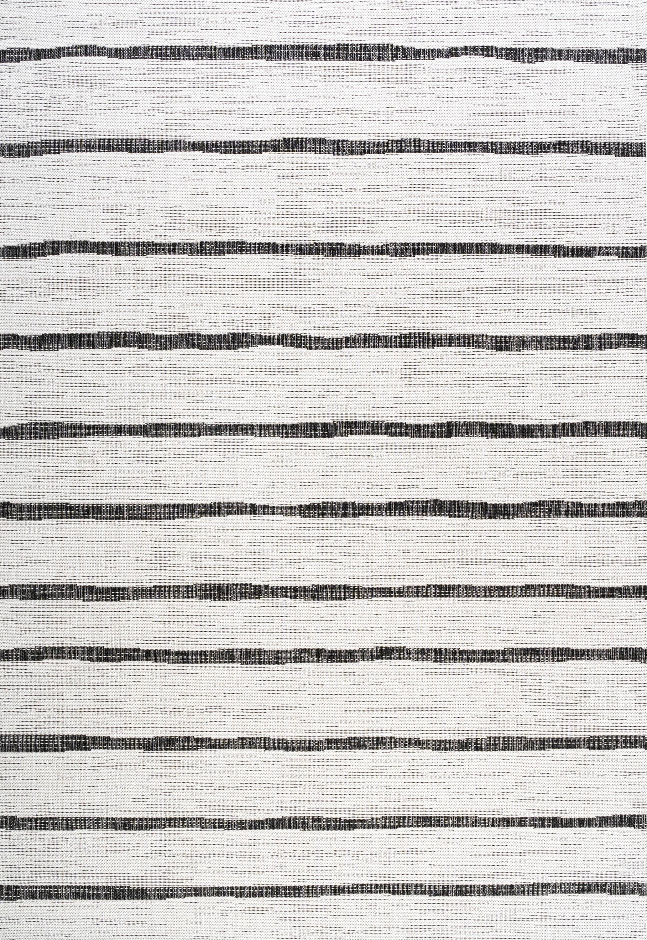 3'x5' Colonia Berber Stripe Indoor/Outdoor Area Rug, Ivory/Black - JONATHAN Y